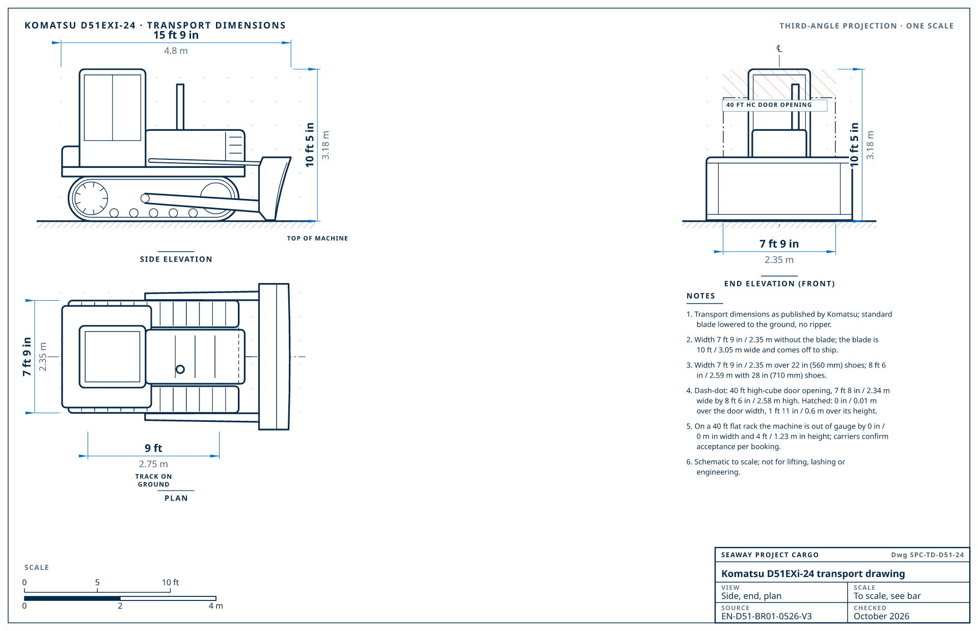 Komatsu D51EXi-24 transport drawing