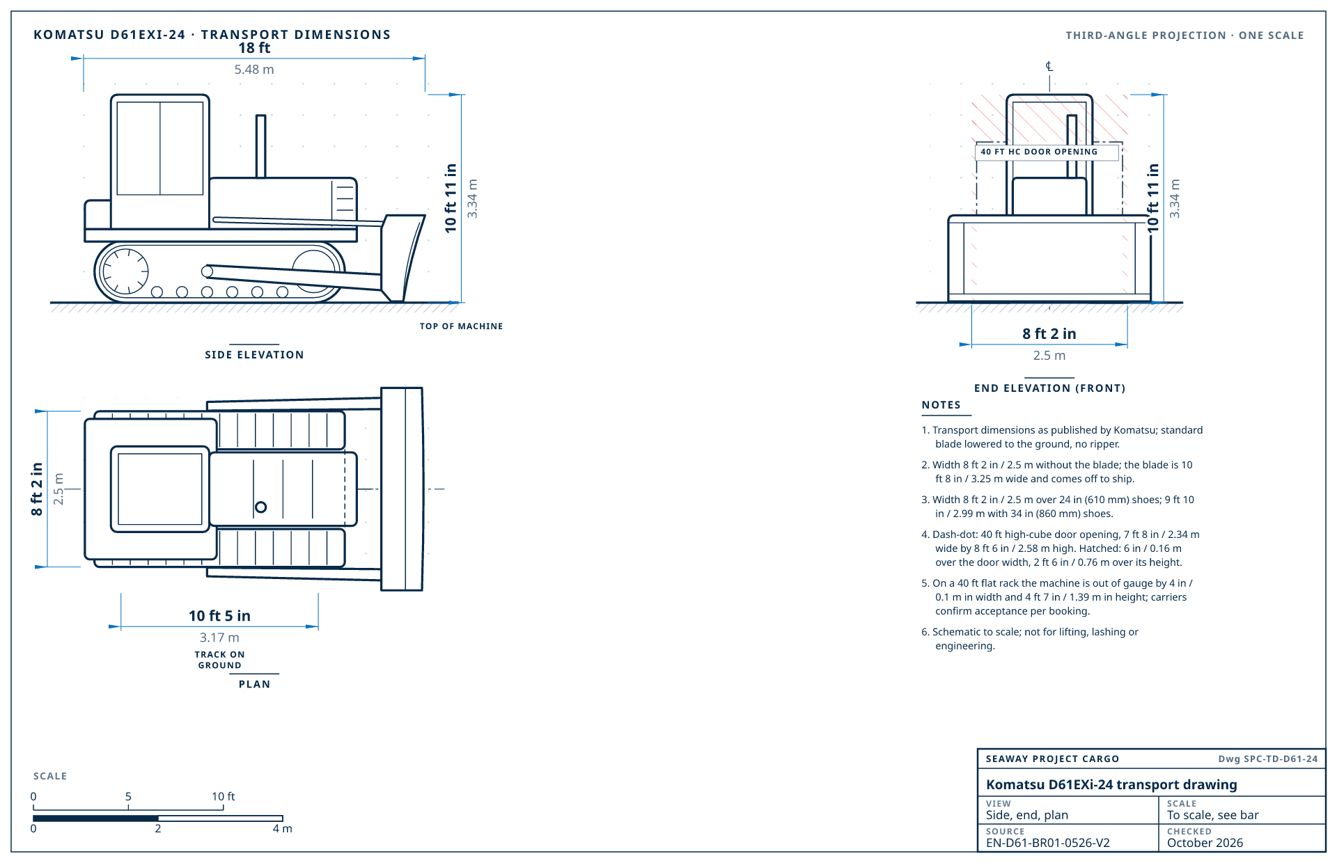 Komatsu D61EXi-24 transport drawing