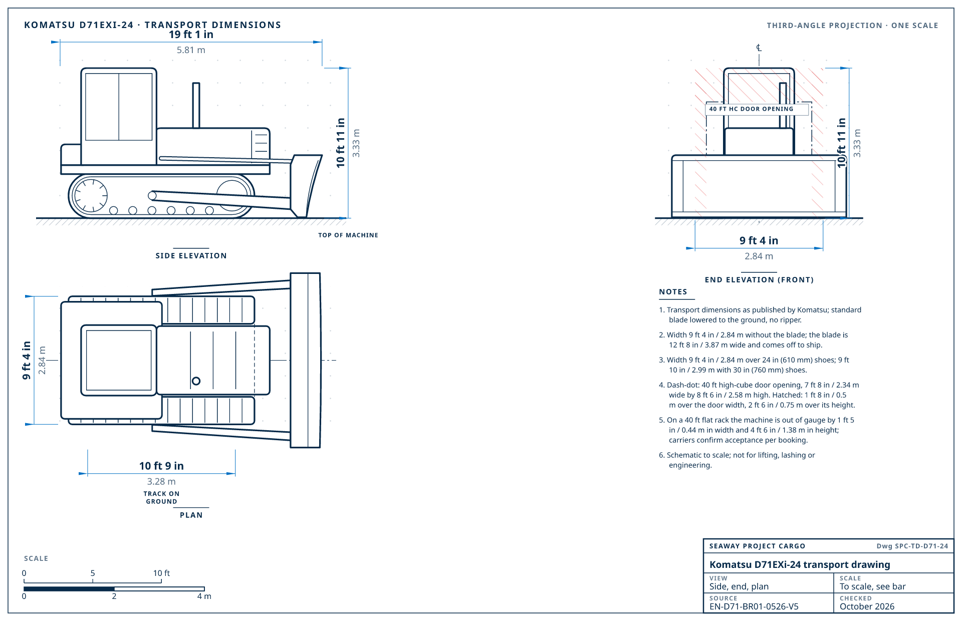 Komatsu D71EXi-24 transport drawing