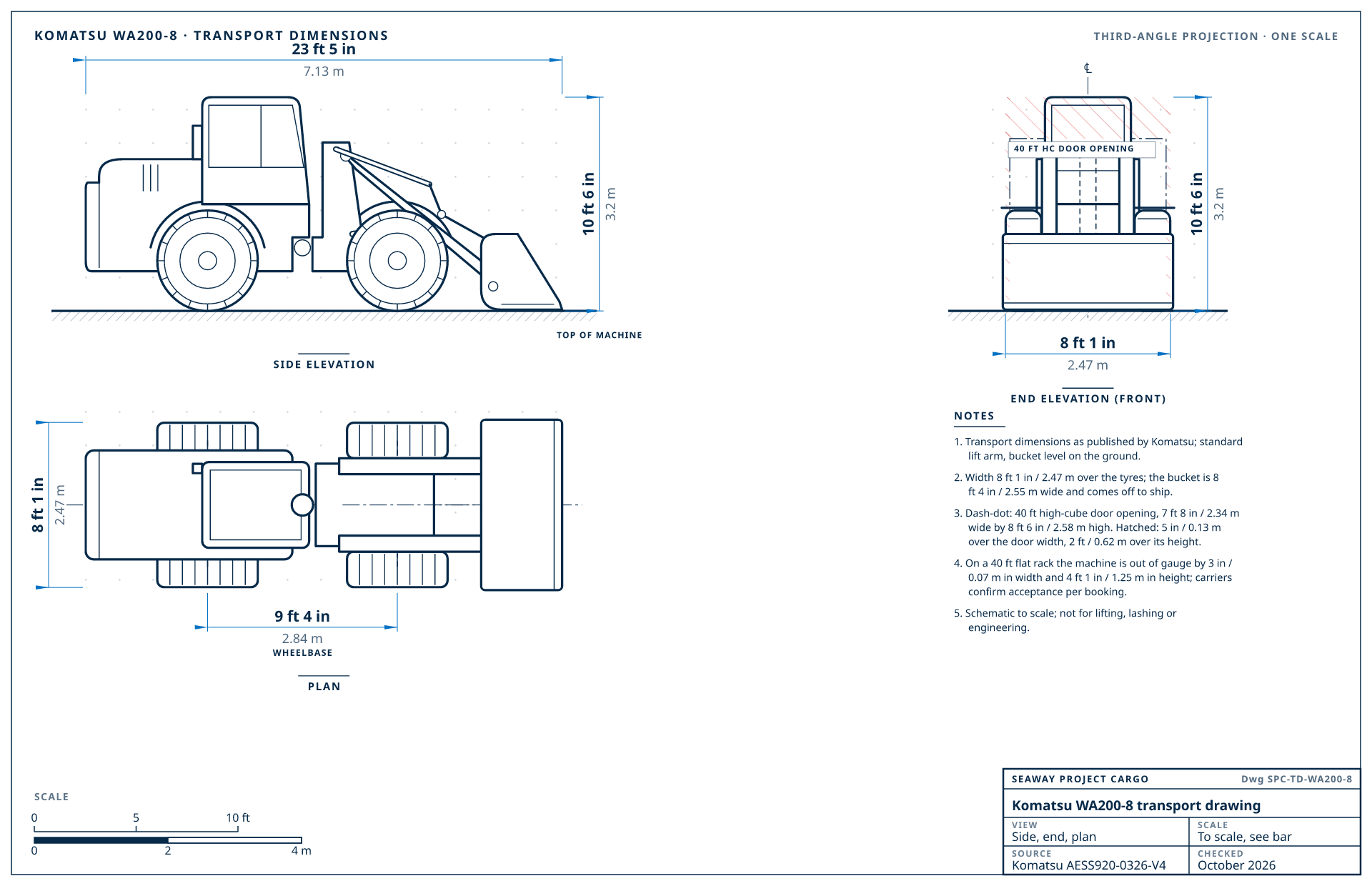 Komatsu WA200-8 transport drawing