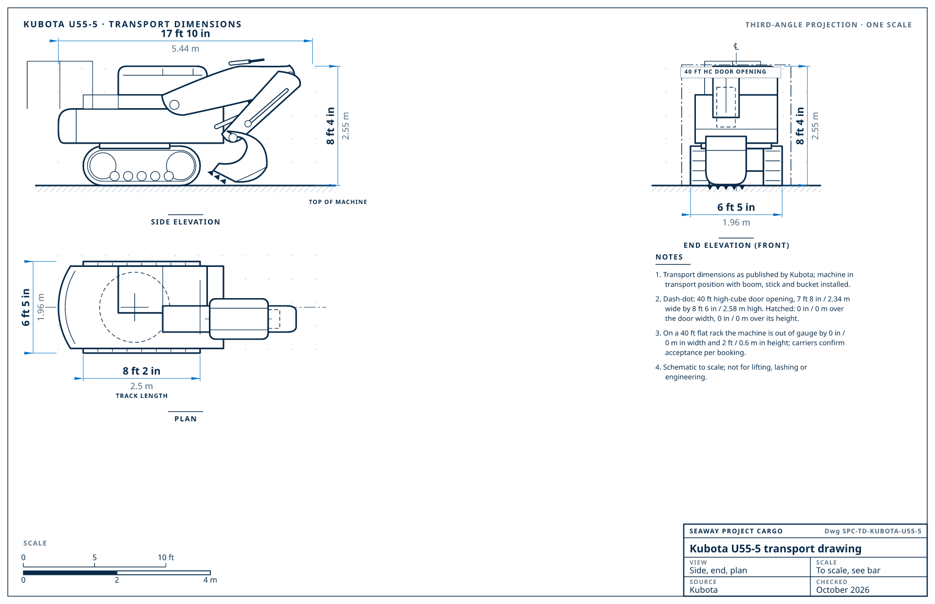 Kubota U55-5 transport drawing