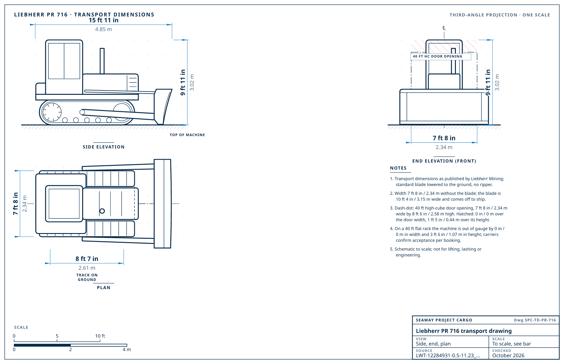 Liebherr PR 716 transport drawing