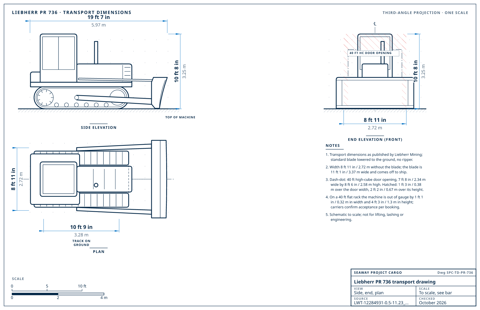 Liebherr PR 736 transport drawing
