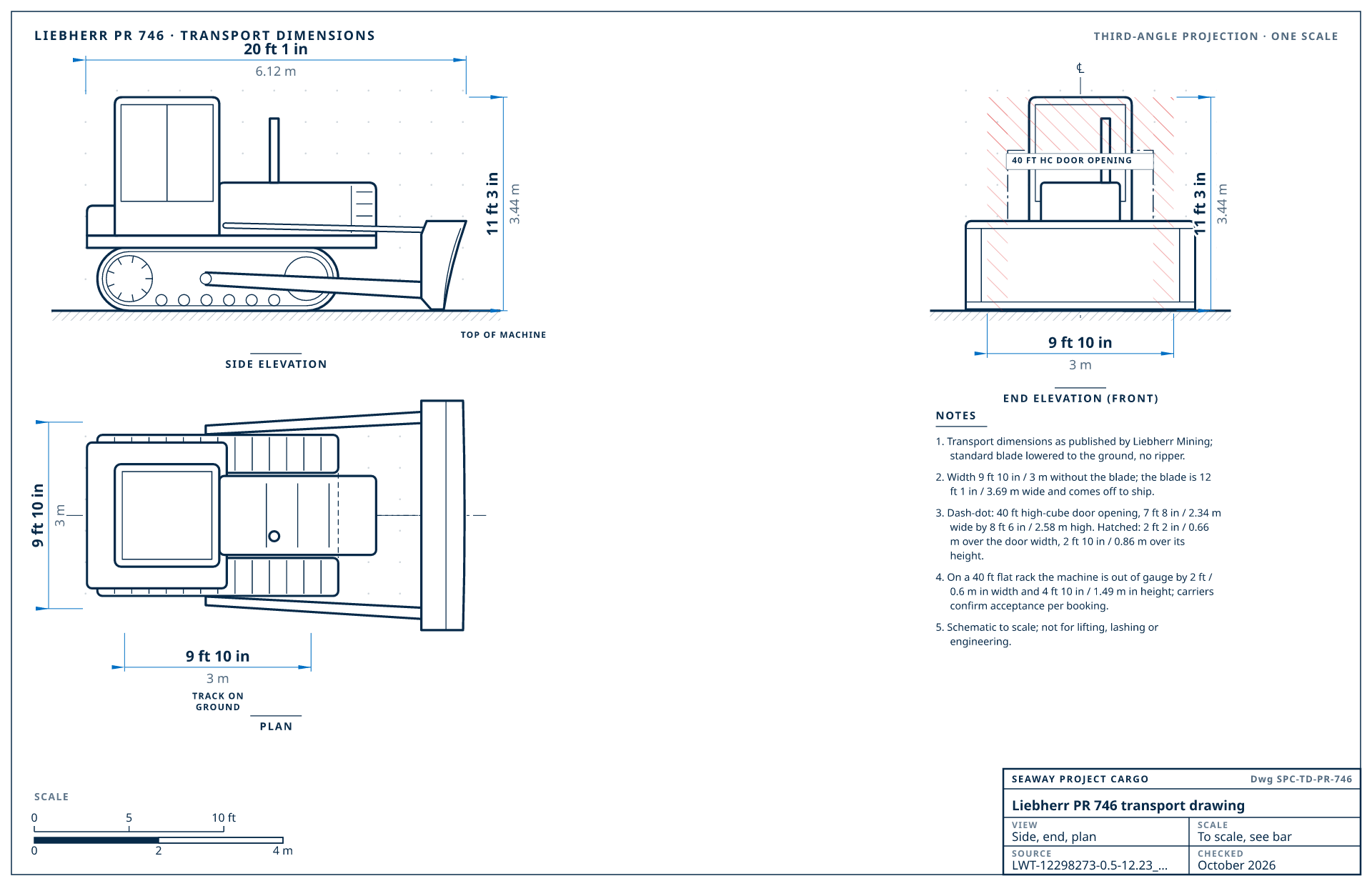 Liebherr PR 746 transport drawing