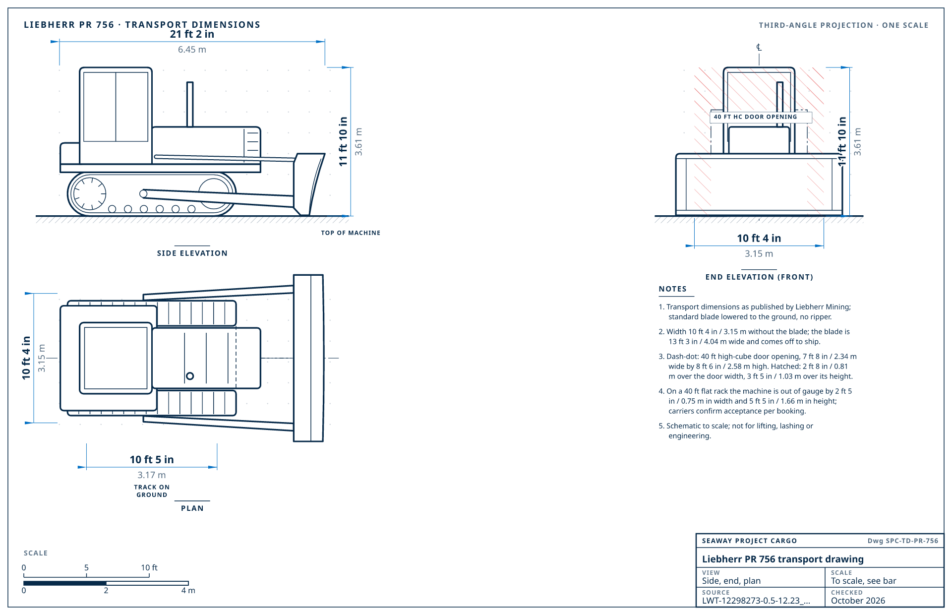 Liebherr PR 756 transport drawing