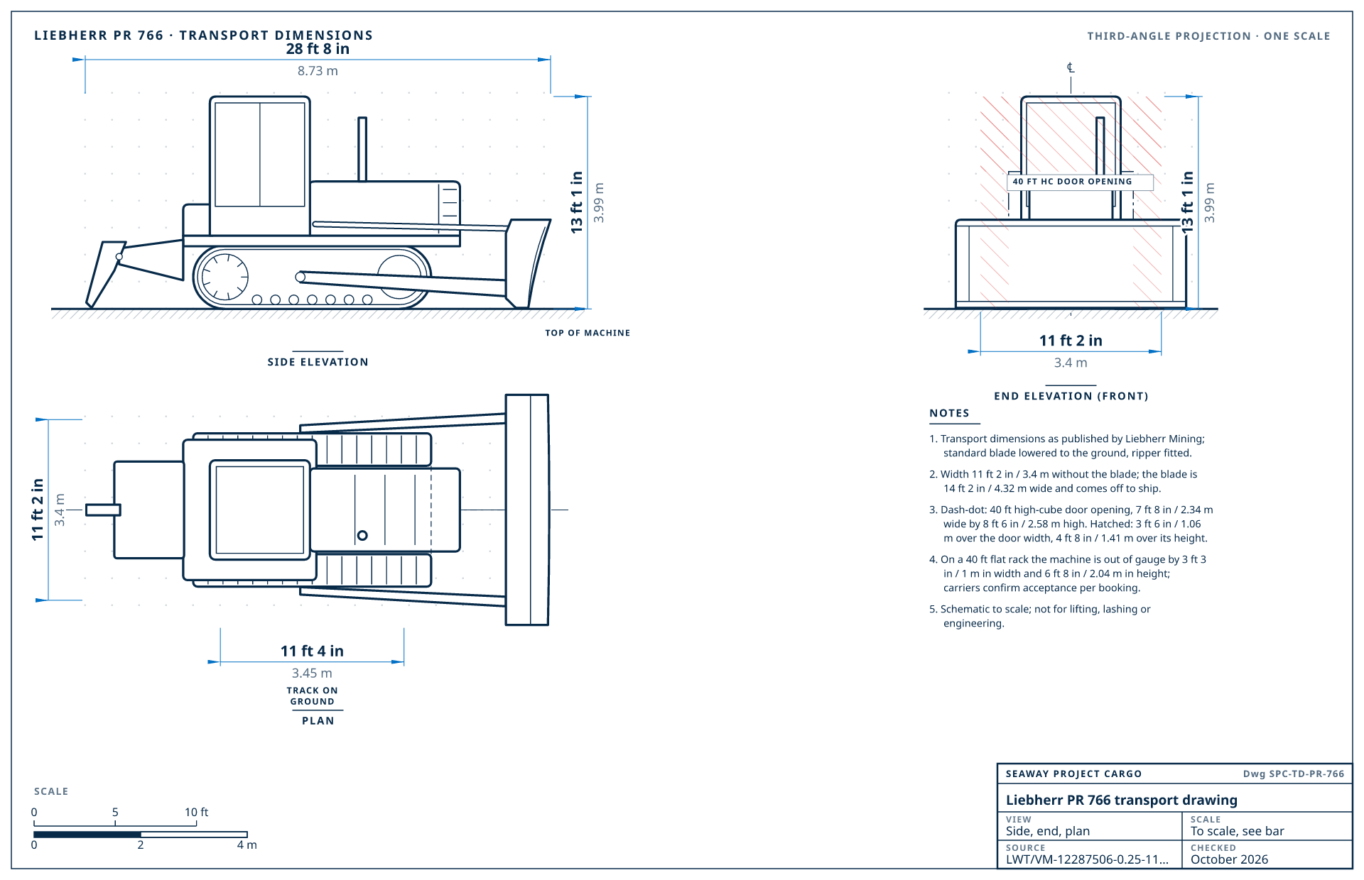Liebherr PR 766 transport drawing