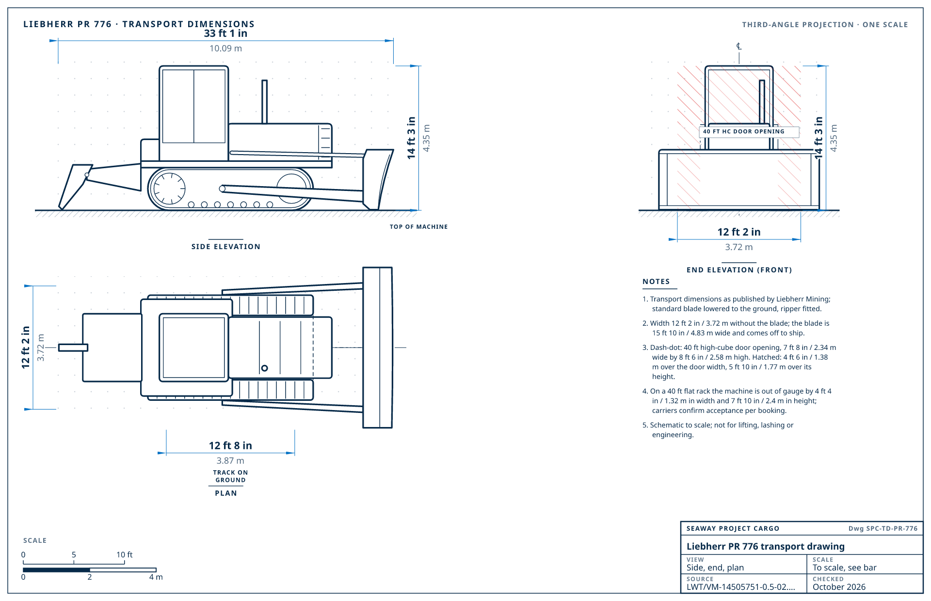 Liebherr PR 776 transport drawing