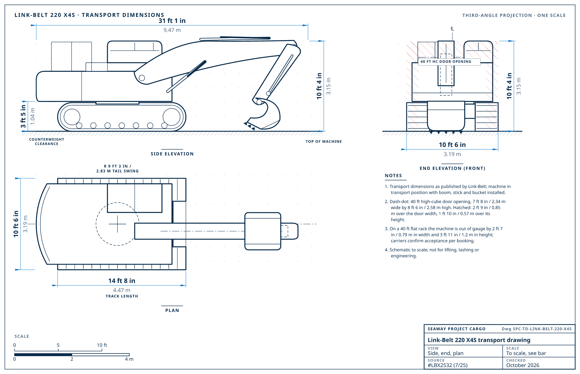Link-Belt 220 X4S transport drawing