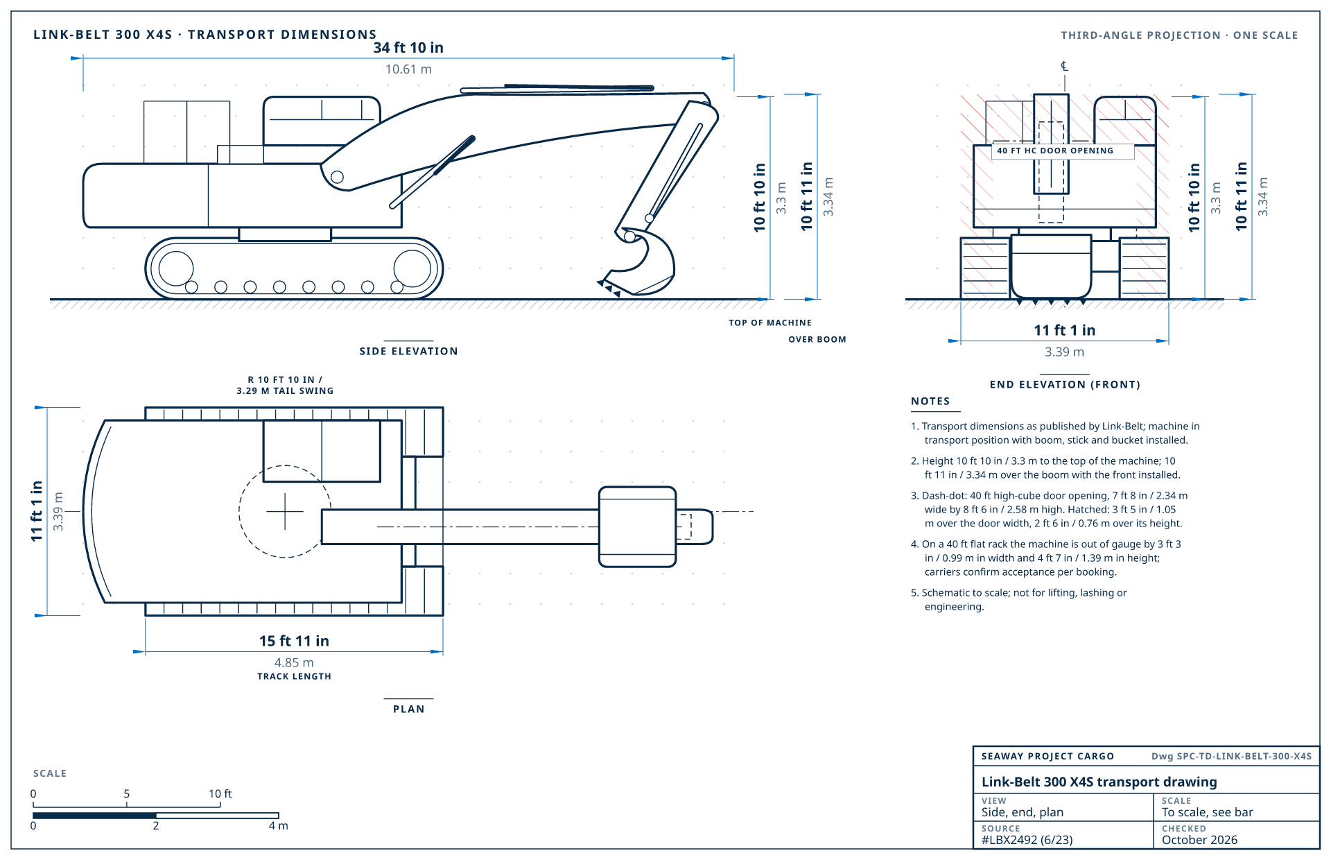 Link-Belt 300 X4S transport drawing