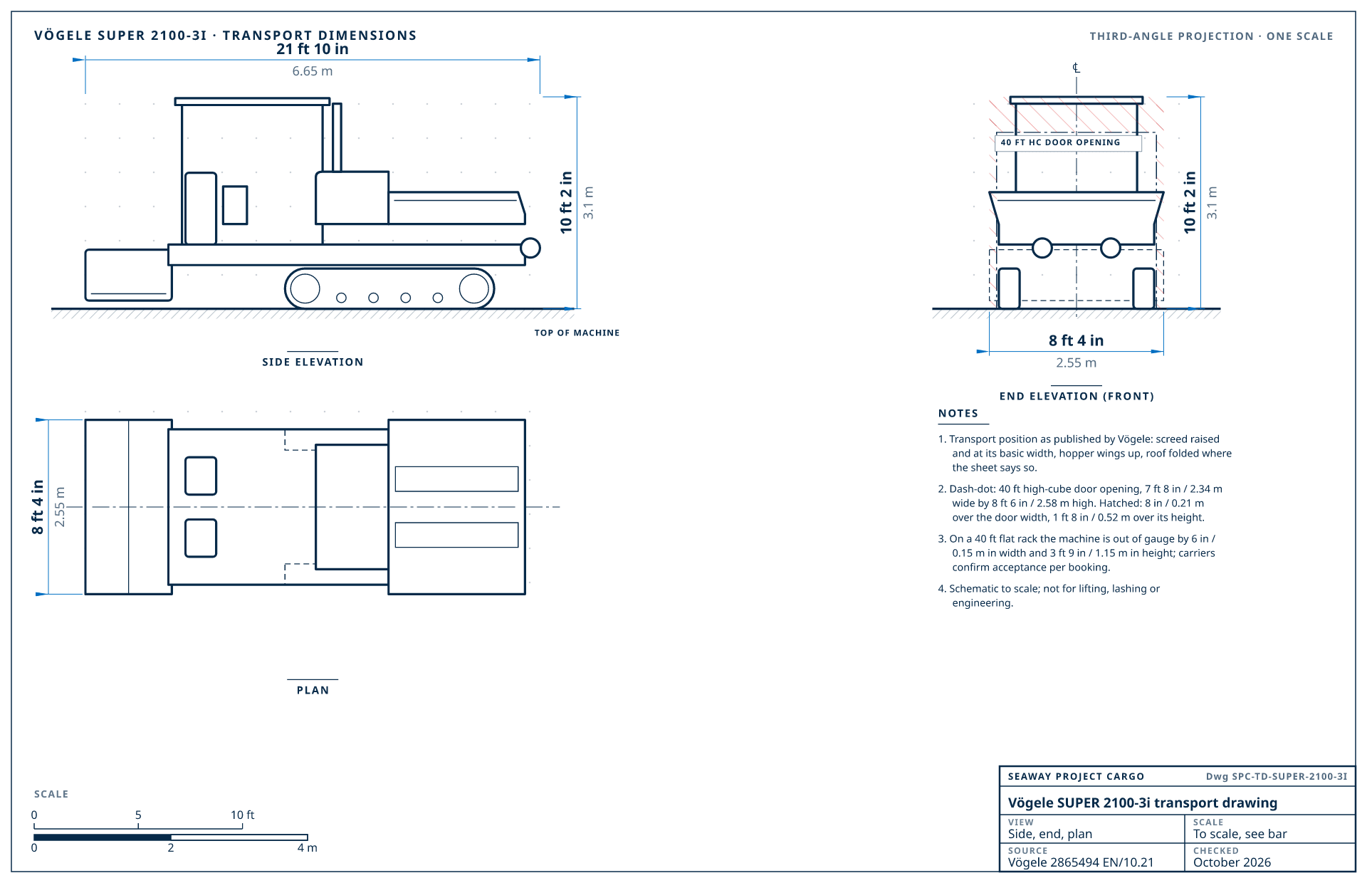 Vögele SUPER 2100-3i transport drawing