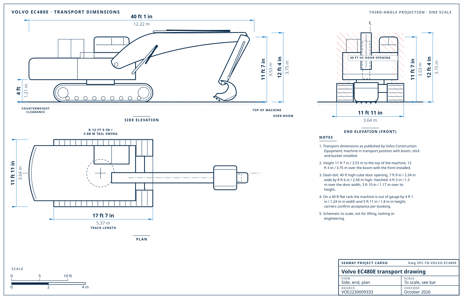 Volvo EC480E transport drawing