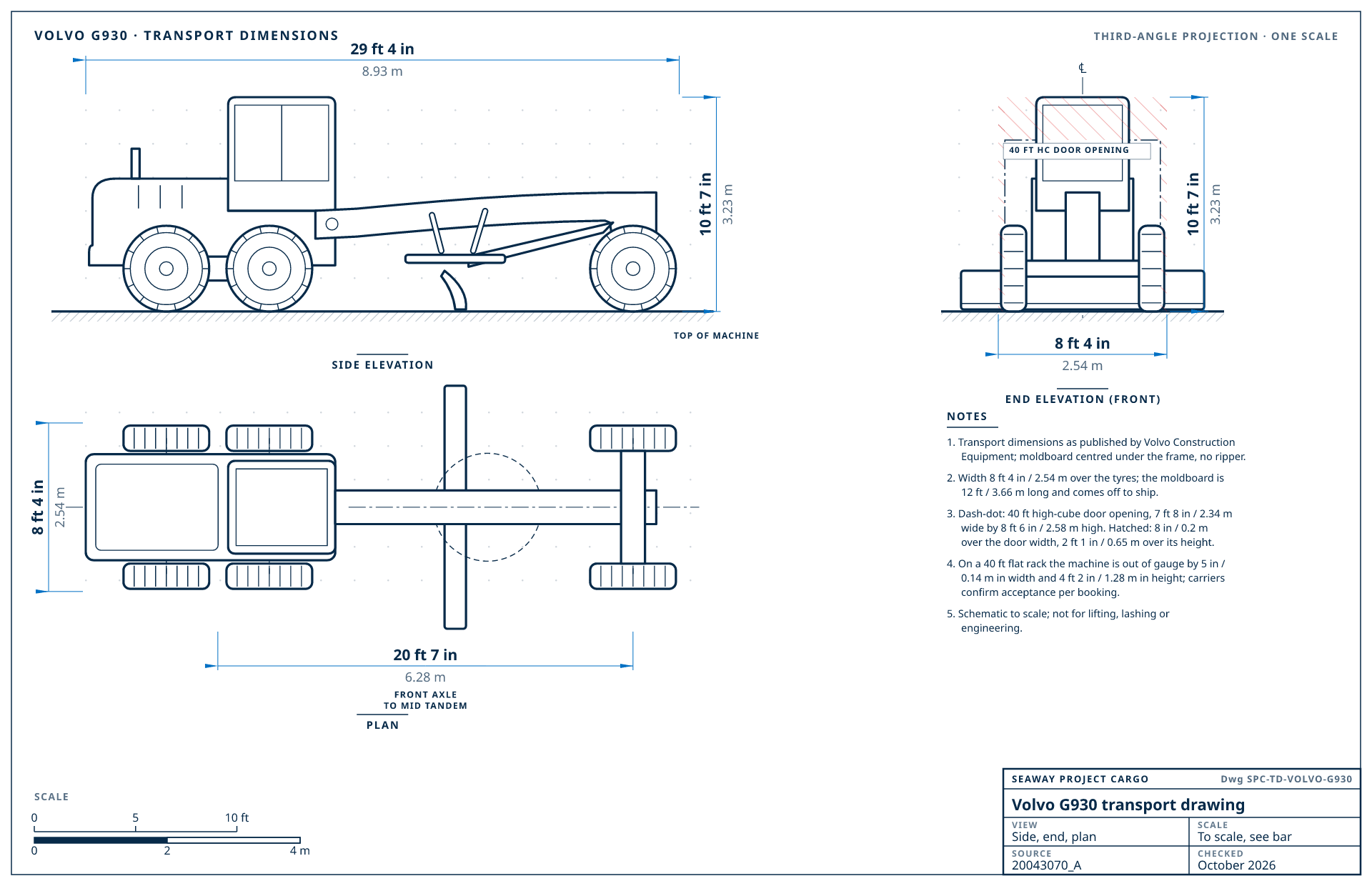 Volvo G930 transport drawing