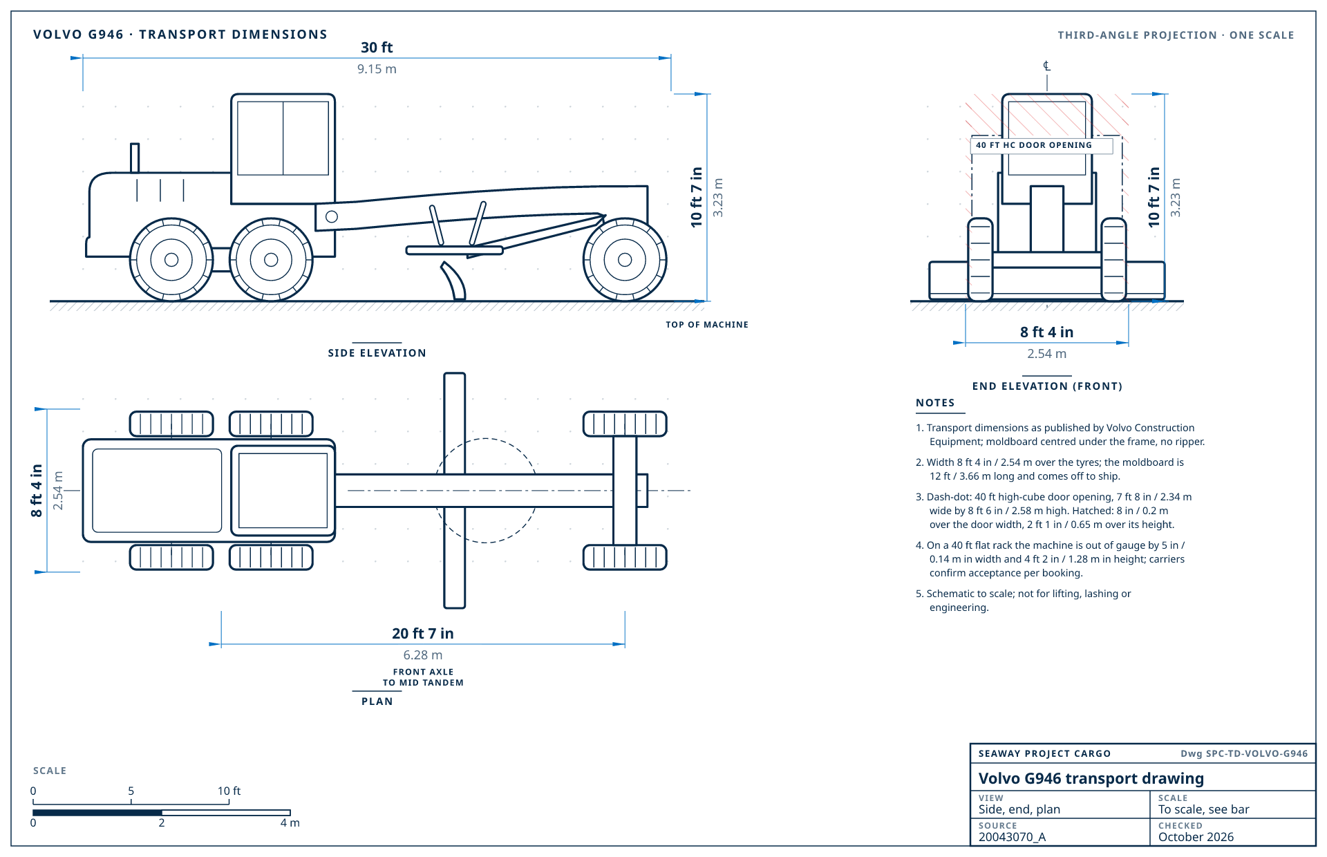 Volvo G946 transport drawing
