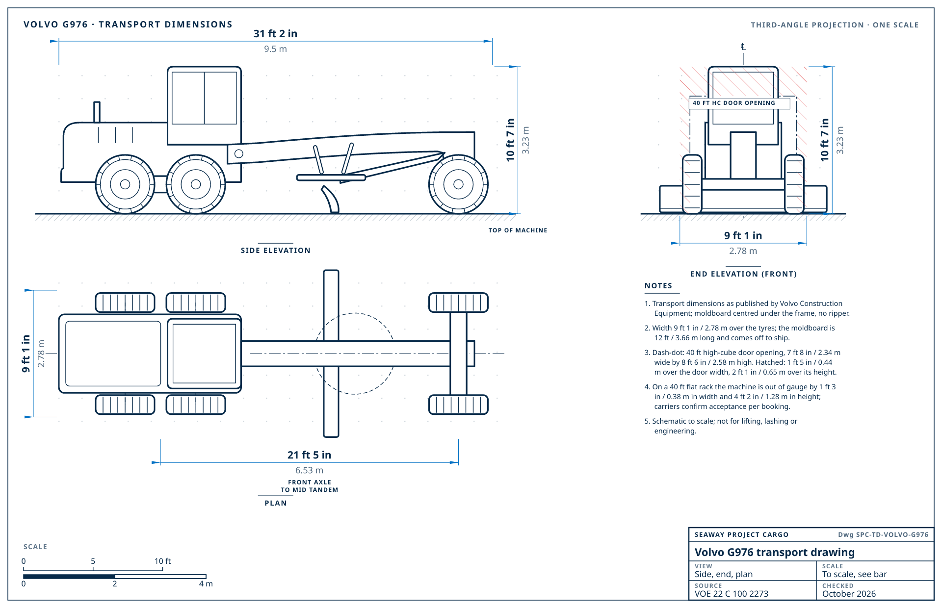 Volvo G976 transport drawing