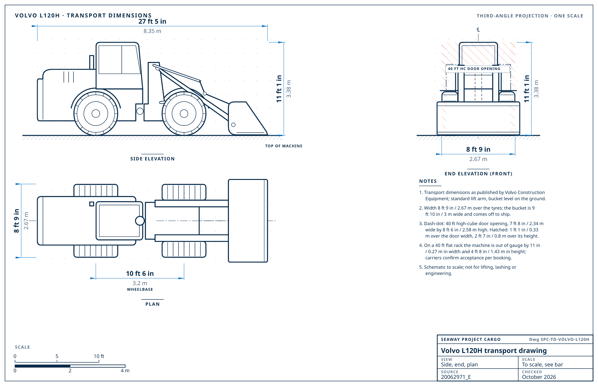 Volvo L120H transport drawing
