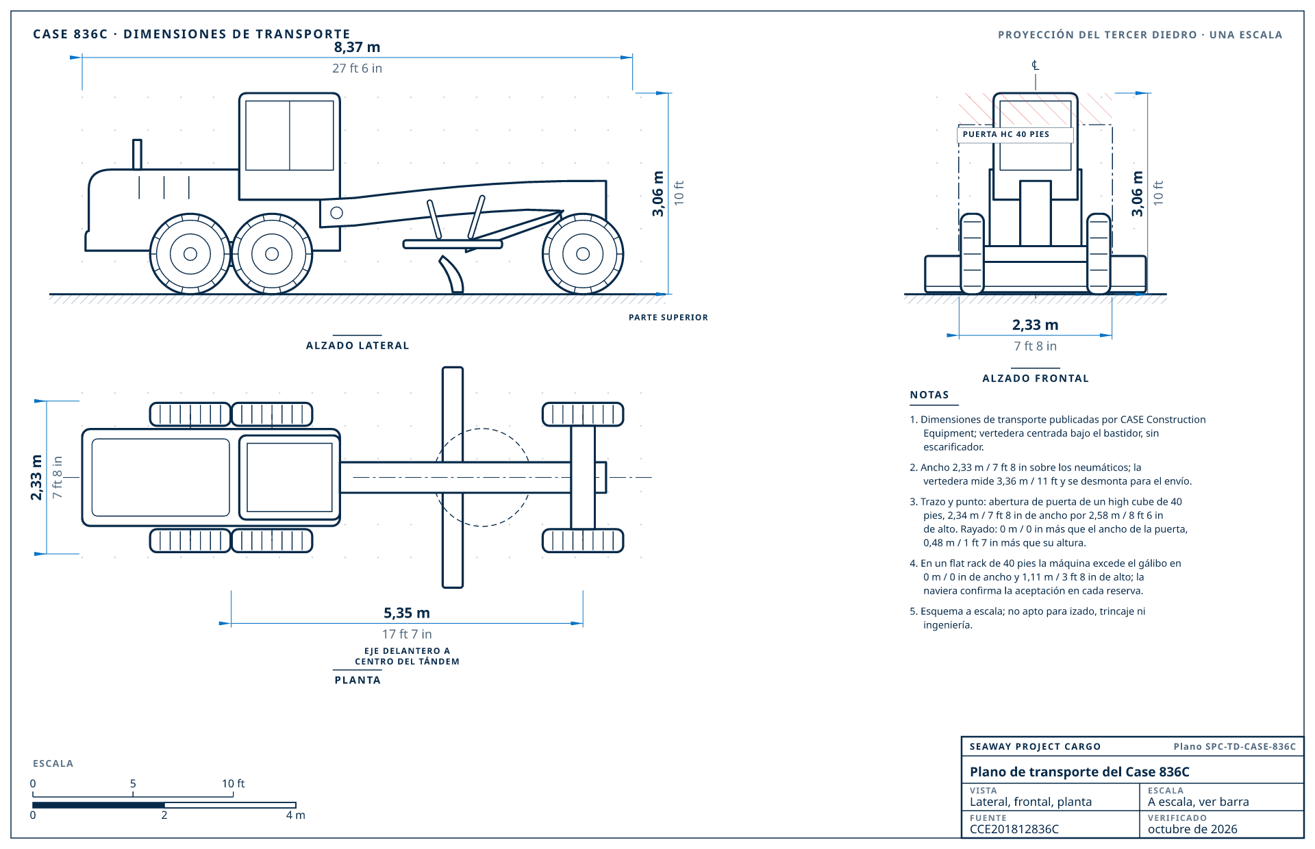 Plano de transporte del Case 836C