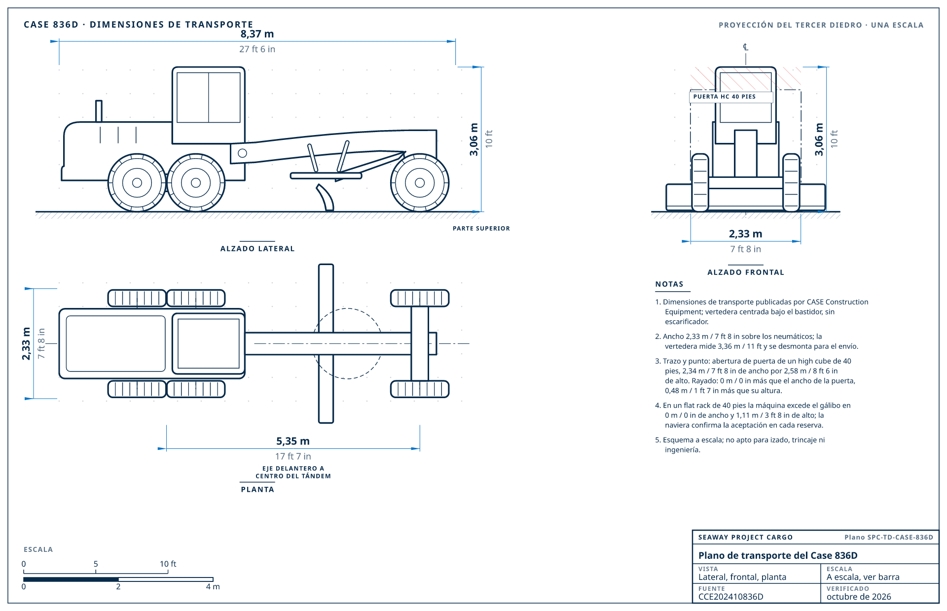Plano de transporte del Case 836D