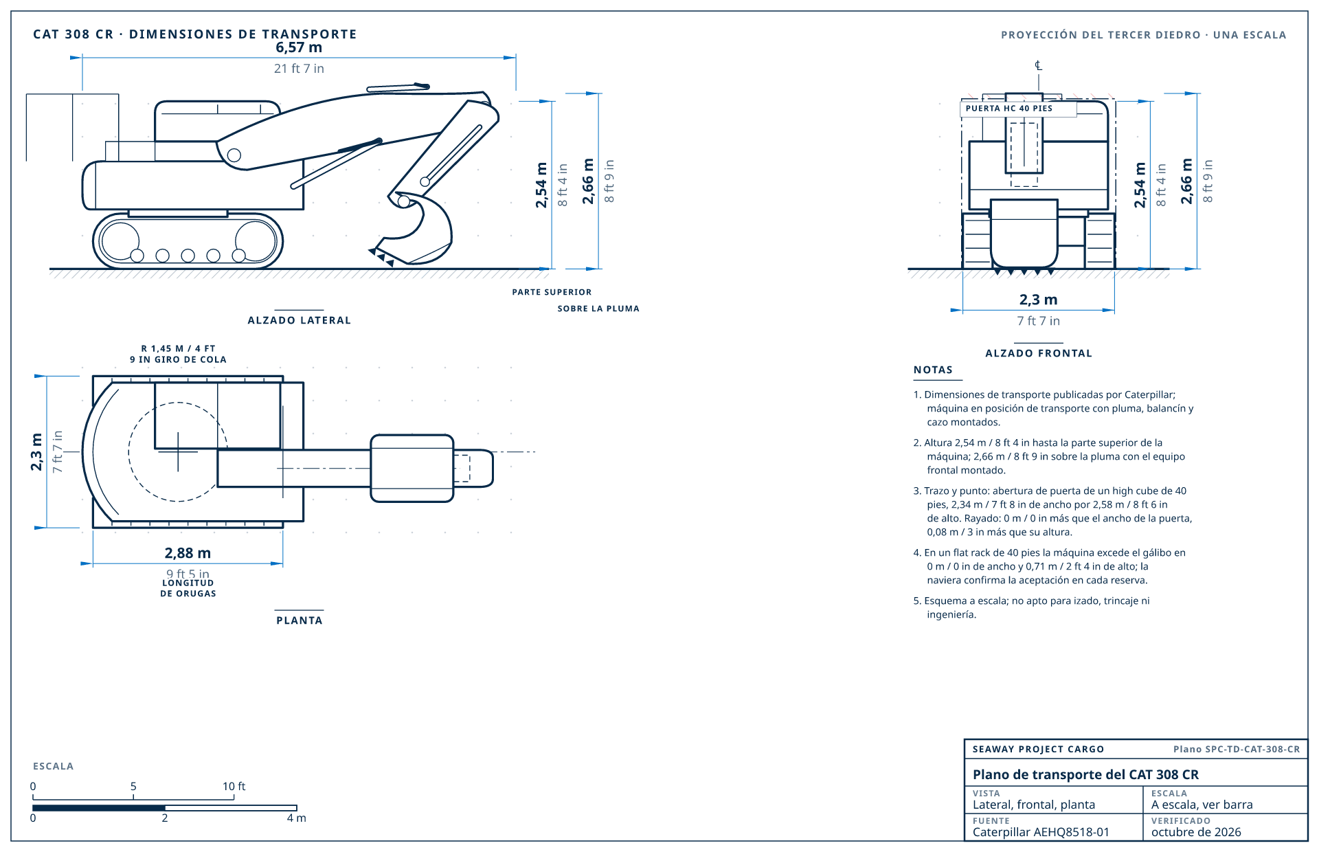 Plano de transporte del CAT 308 CR