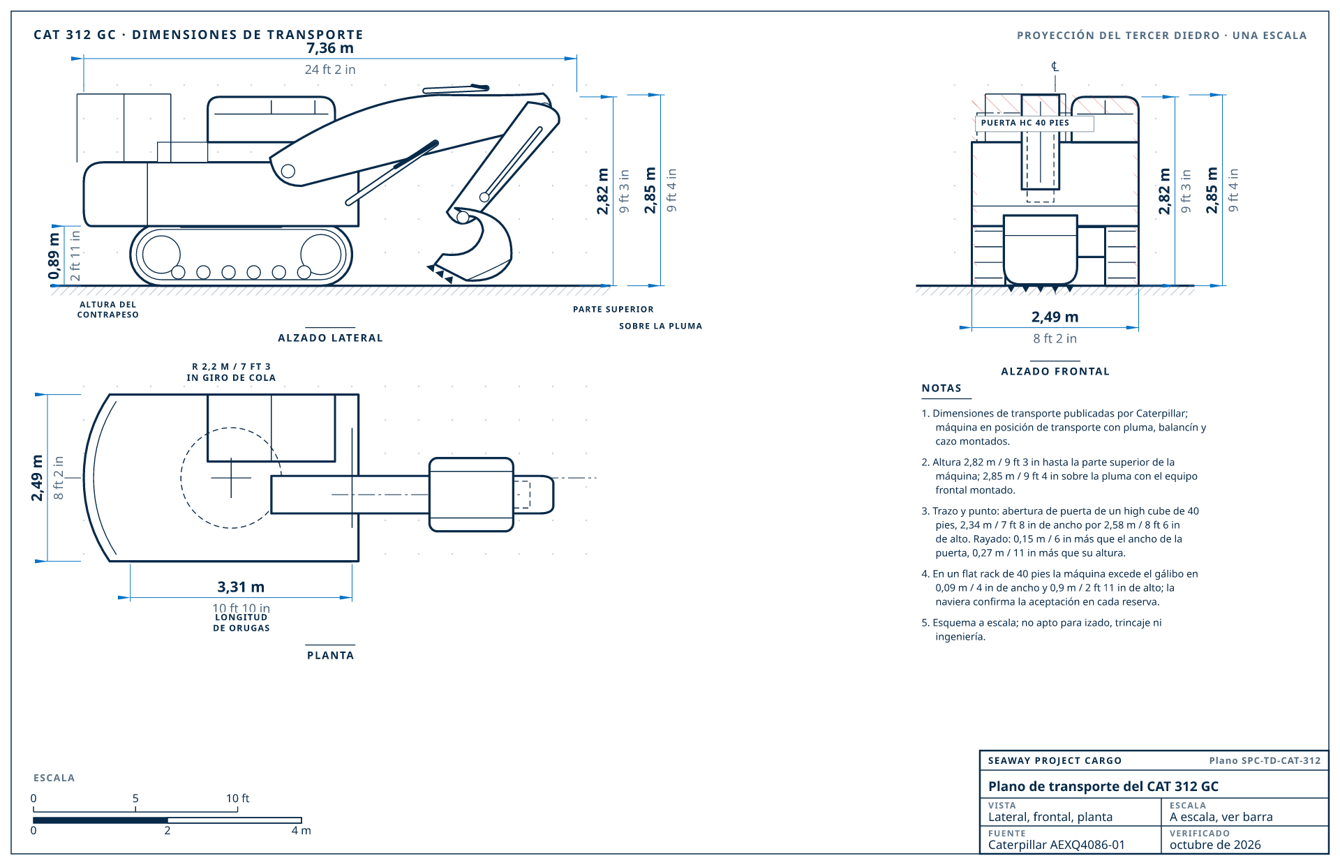 Plano de transporte del CAT 312 GC
