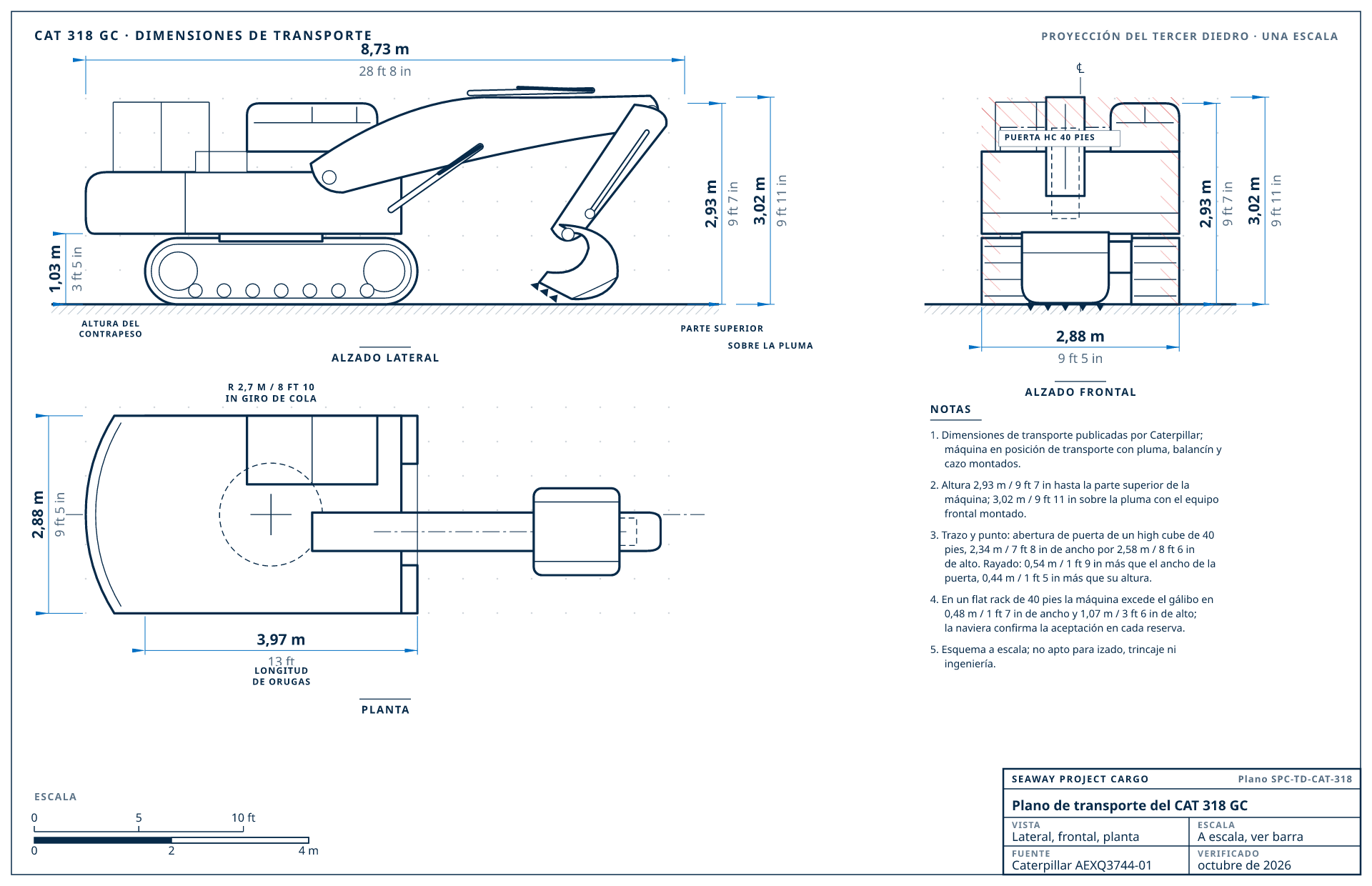 Plano de transporte del CAT 318 GC