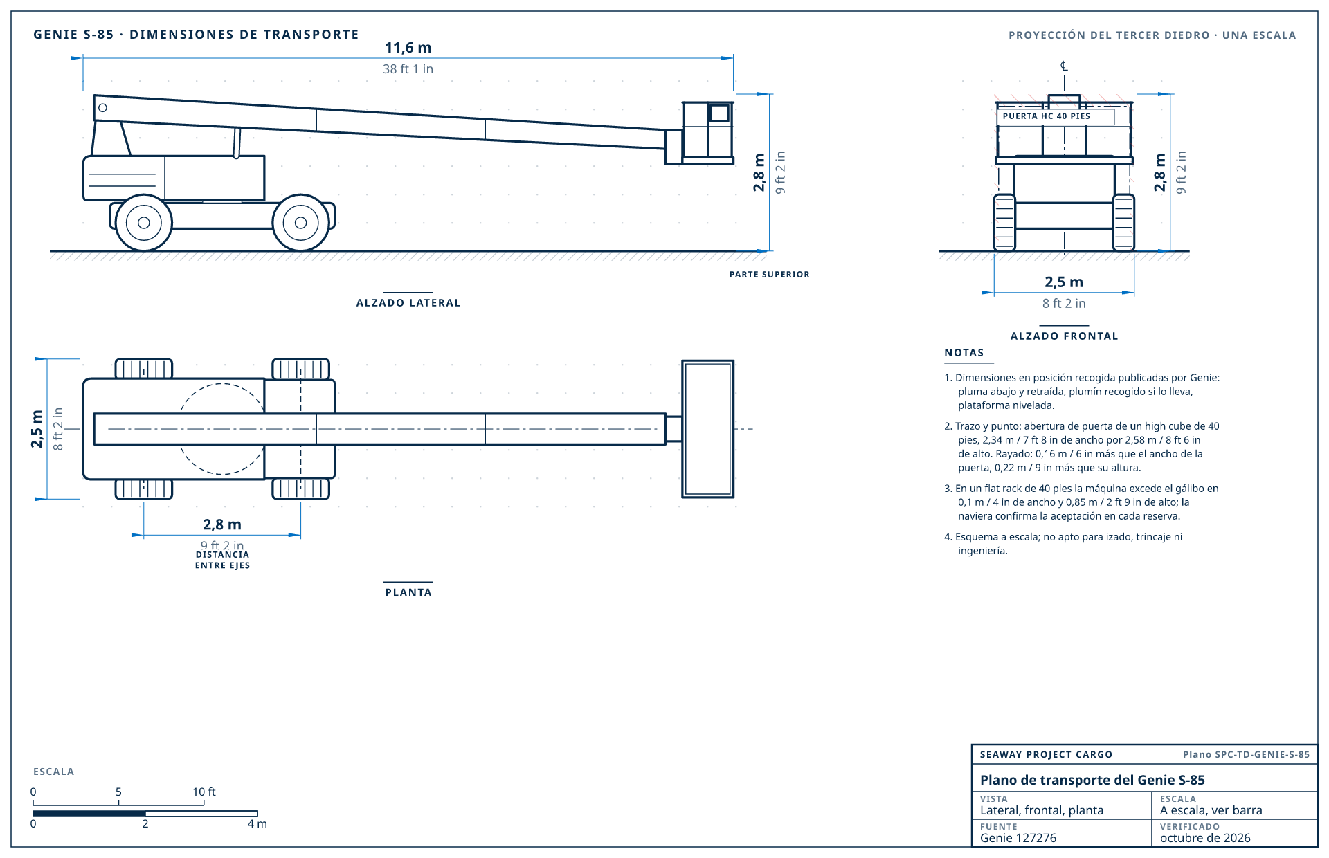 Plano de transporte del Genie S-85