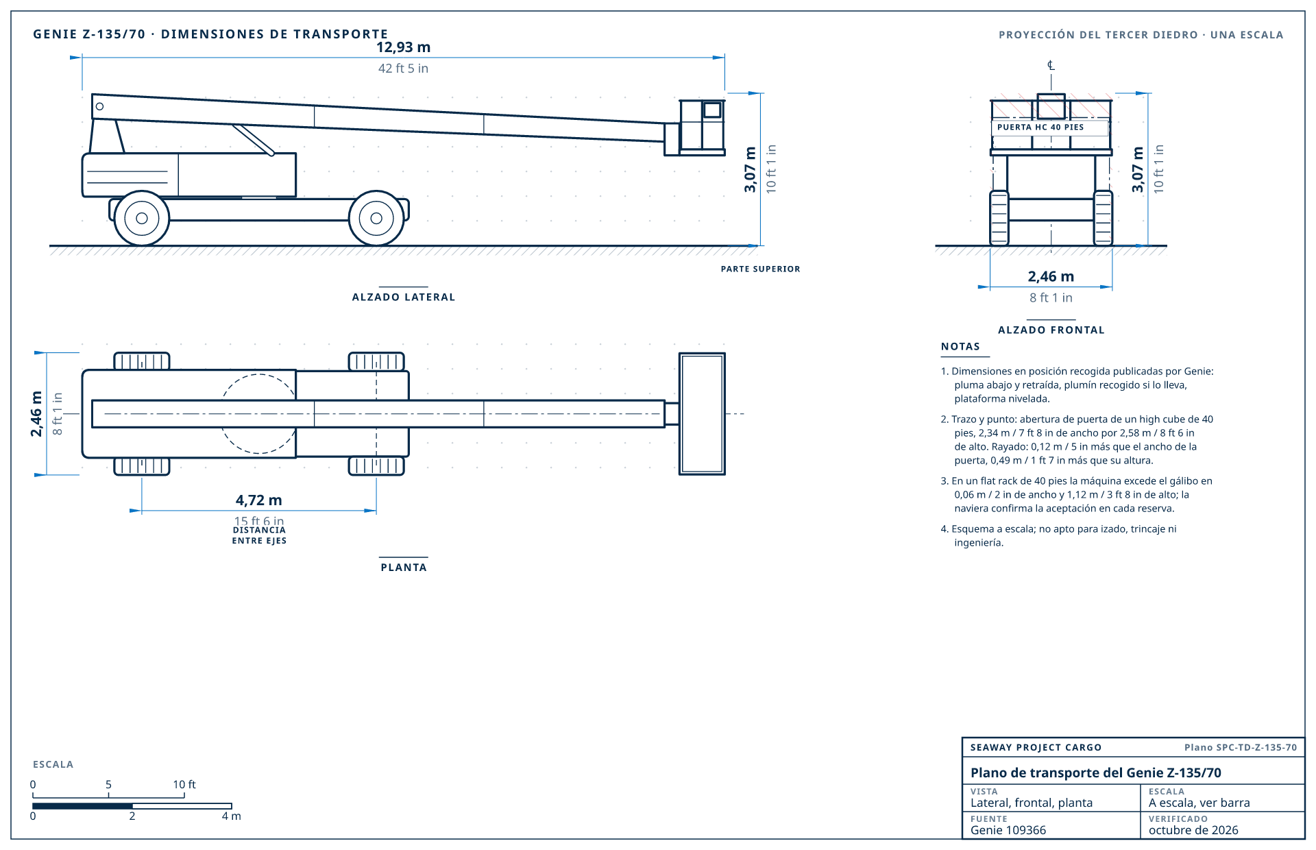 Plano de transporte del Genie Z-135/70