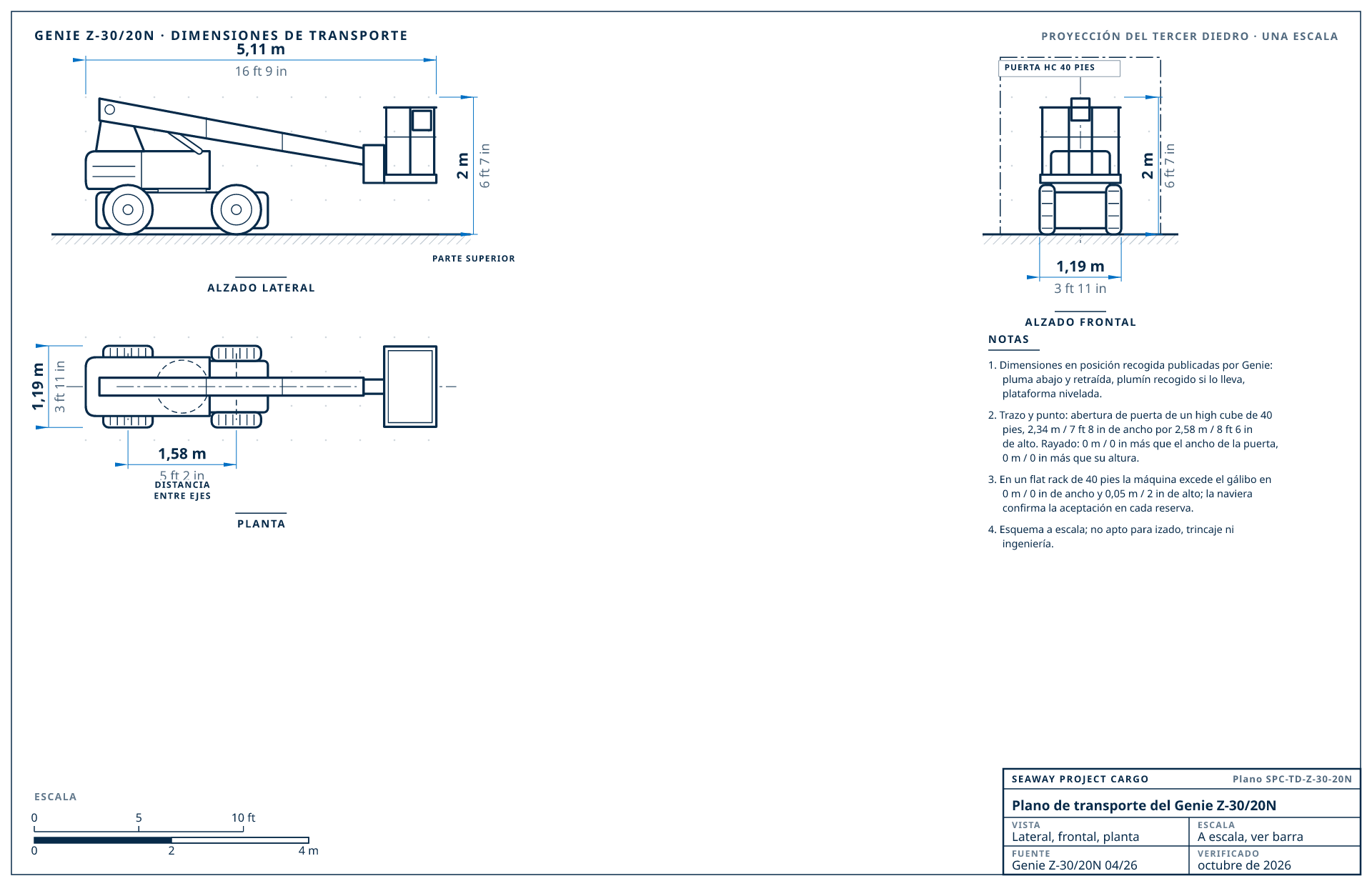 Plano de transporte del Genie Z-30/20N