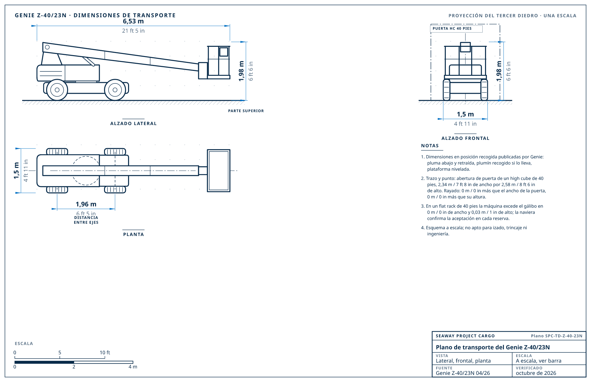 Plano de transporte del Genie Z-40/23N