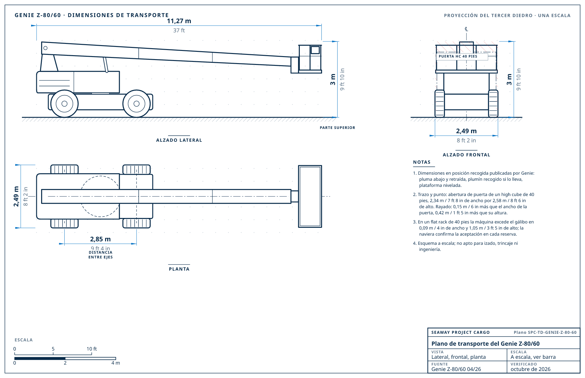 Plano de transporte del Genie Z-80/60