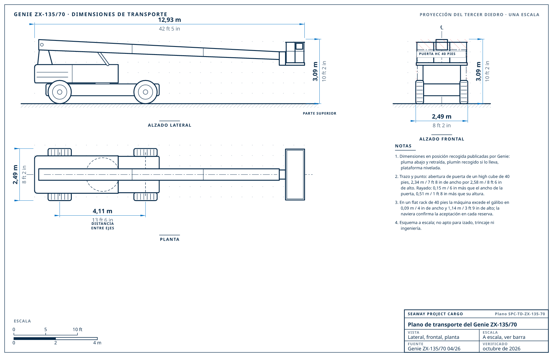 Plano de transporte del Genie ZX-135/70