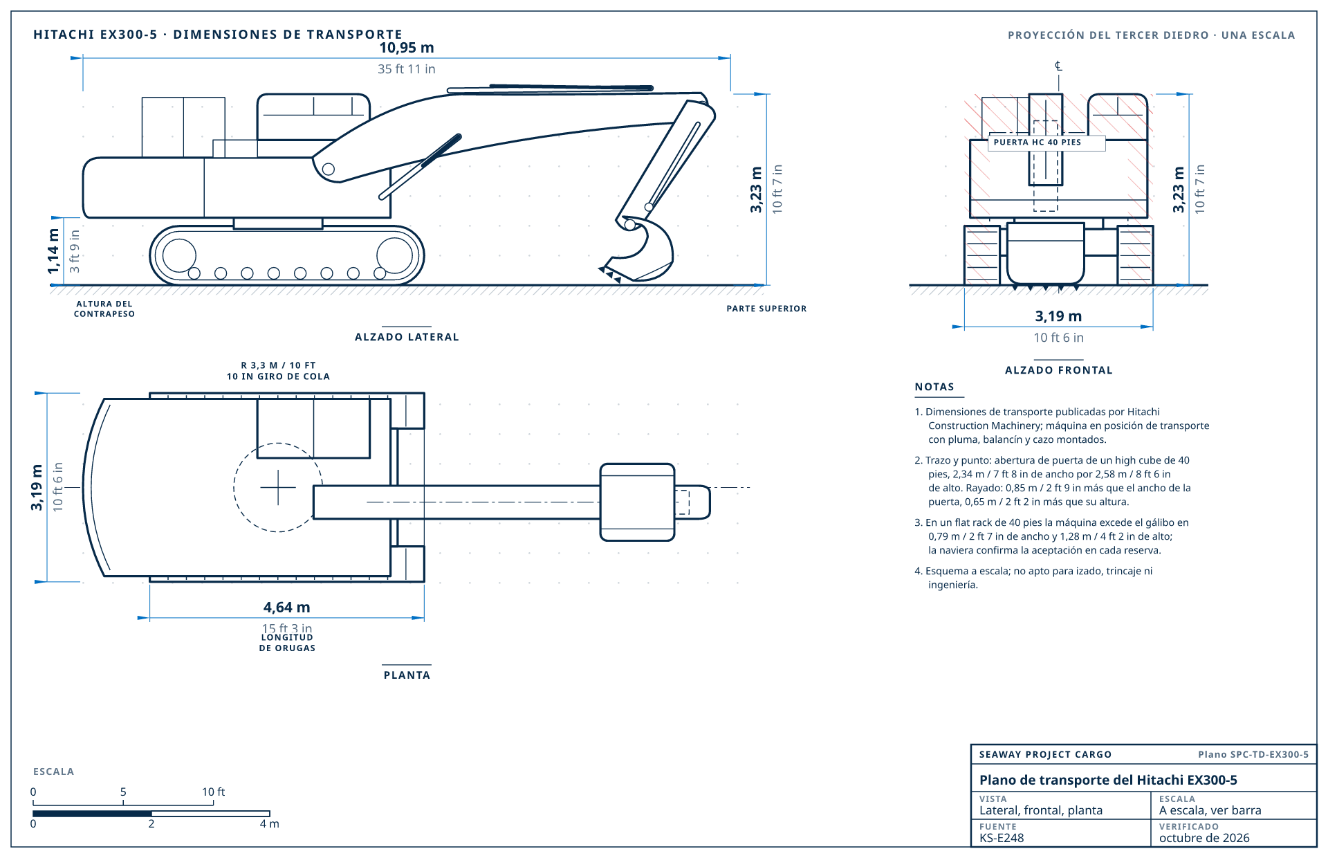 Plano de transporte del Hitachi EX300-5