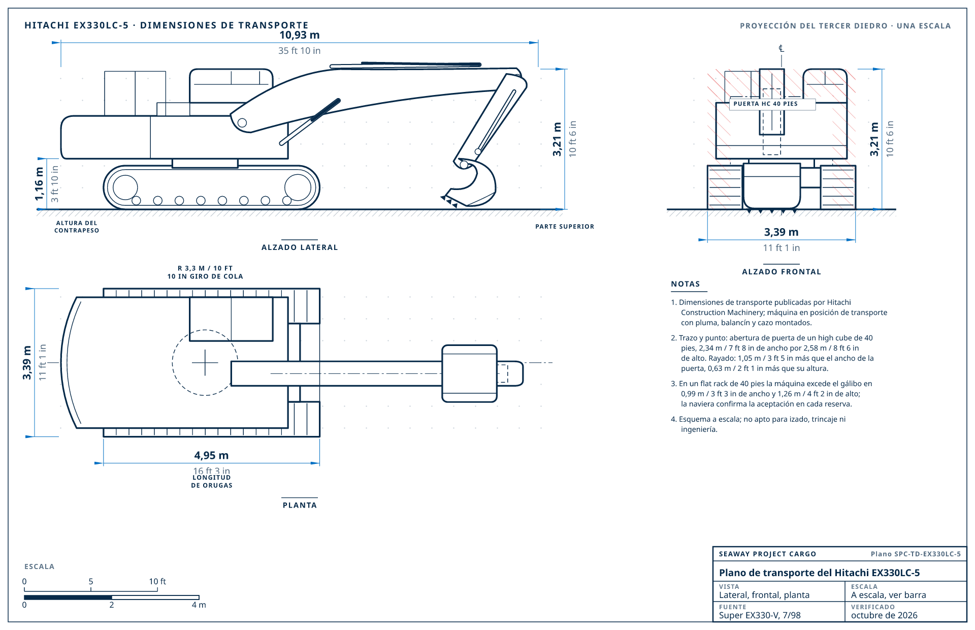 Plano de transporte del Hitachi EX330LC-5