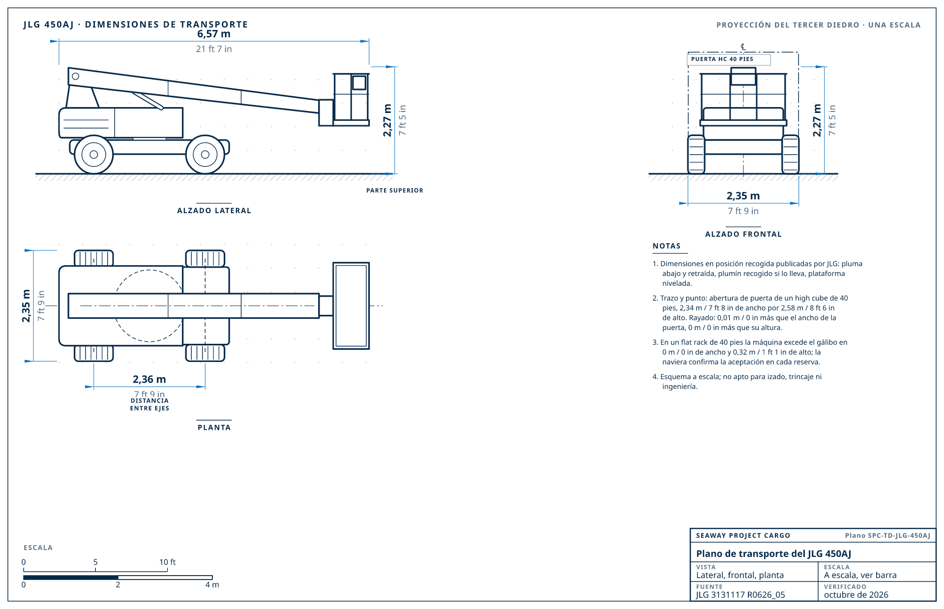 Plano de transporte del JLG 450AJ