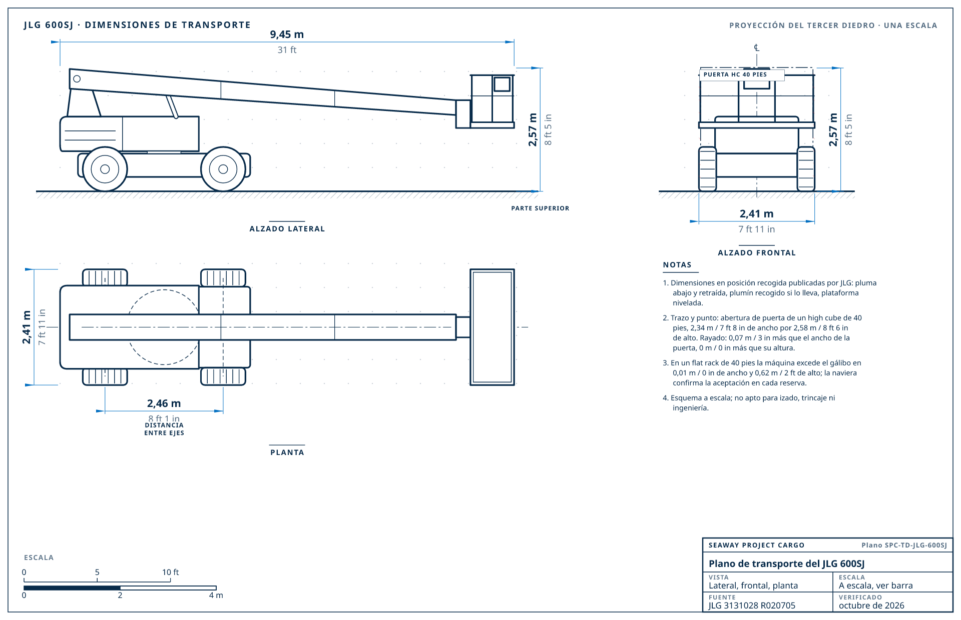 Plano de transporte del JLG 600SJ