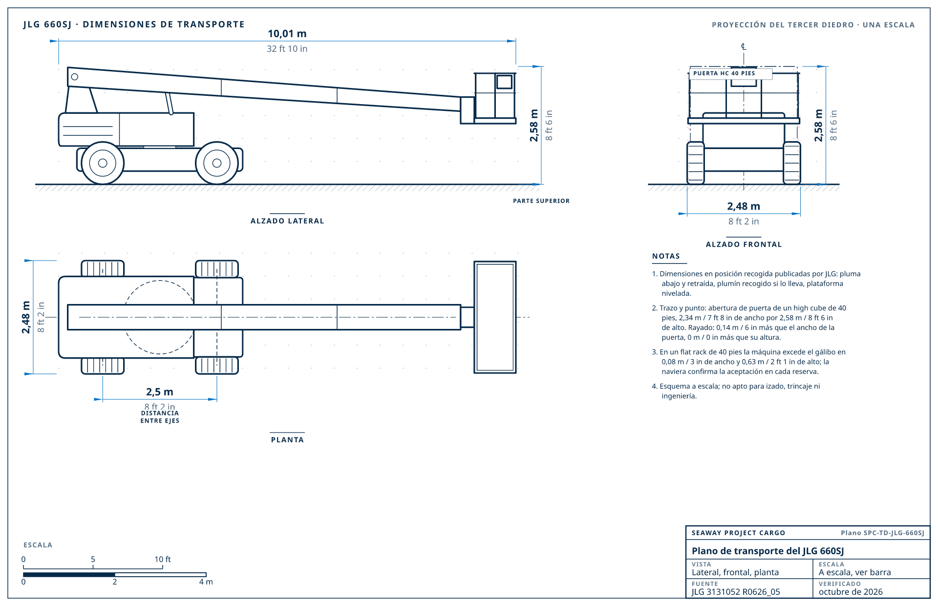 Plano de transporte del JLG 660SJ
