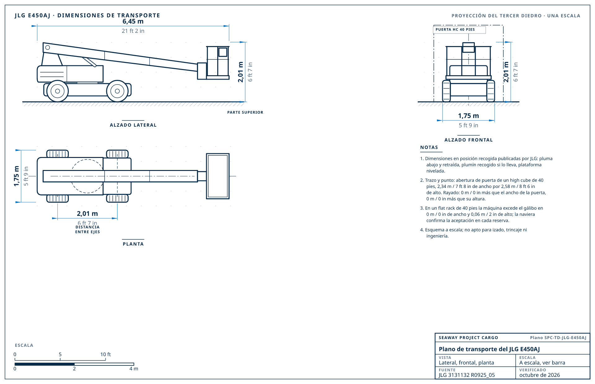 Plano de transporte del JLG E450AJ
