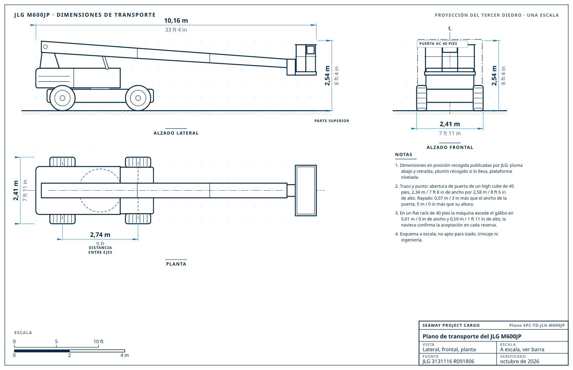 Plano de transporte del JLG M600JP