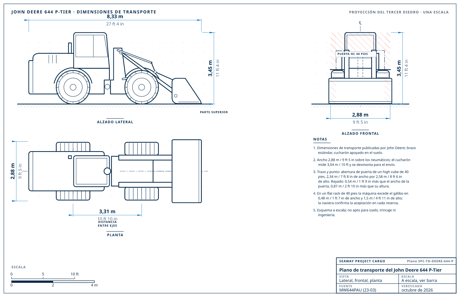 Plano de transporte del John Deere 644 P-Tier