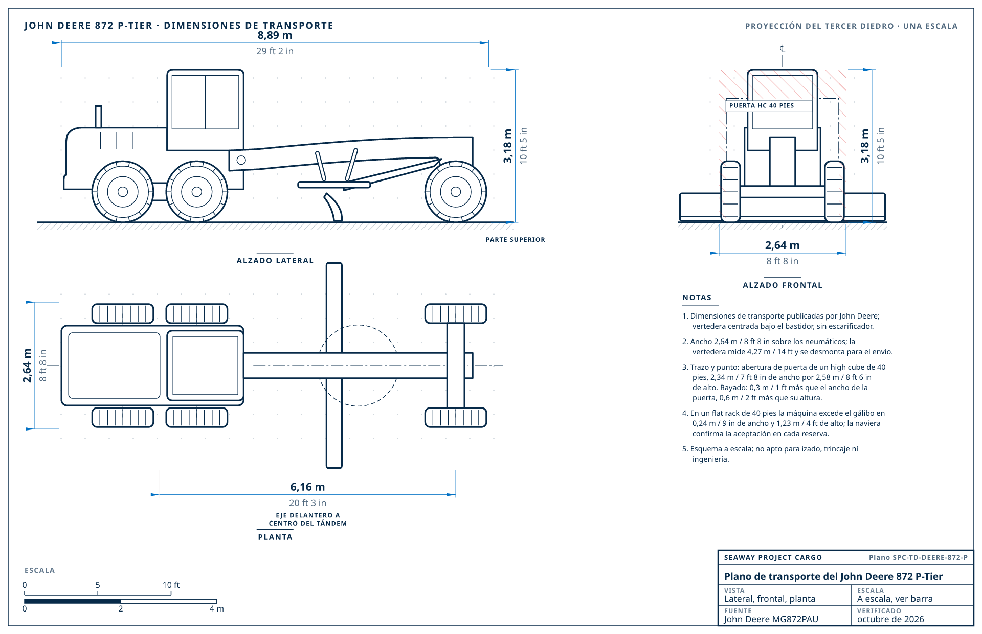 Plano de transporte del John Deere 872 P-Tier
