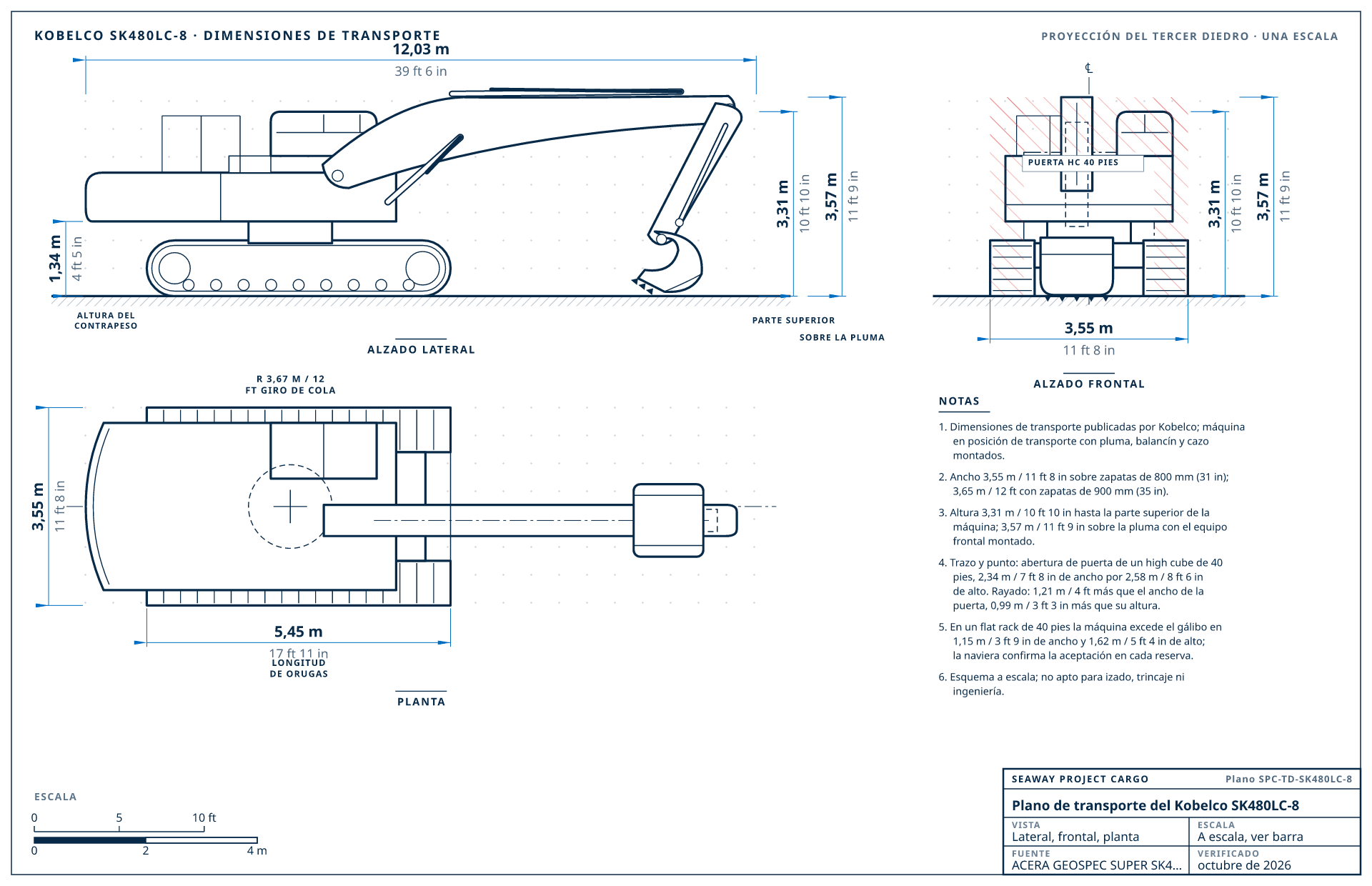 Plano de transporte del Kobelco SK480LC-8