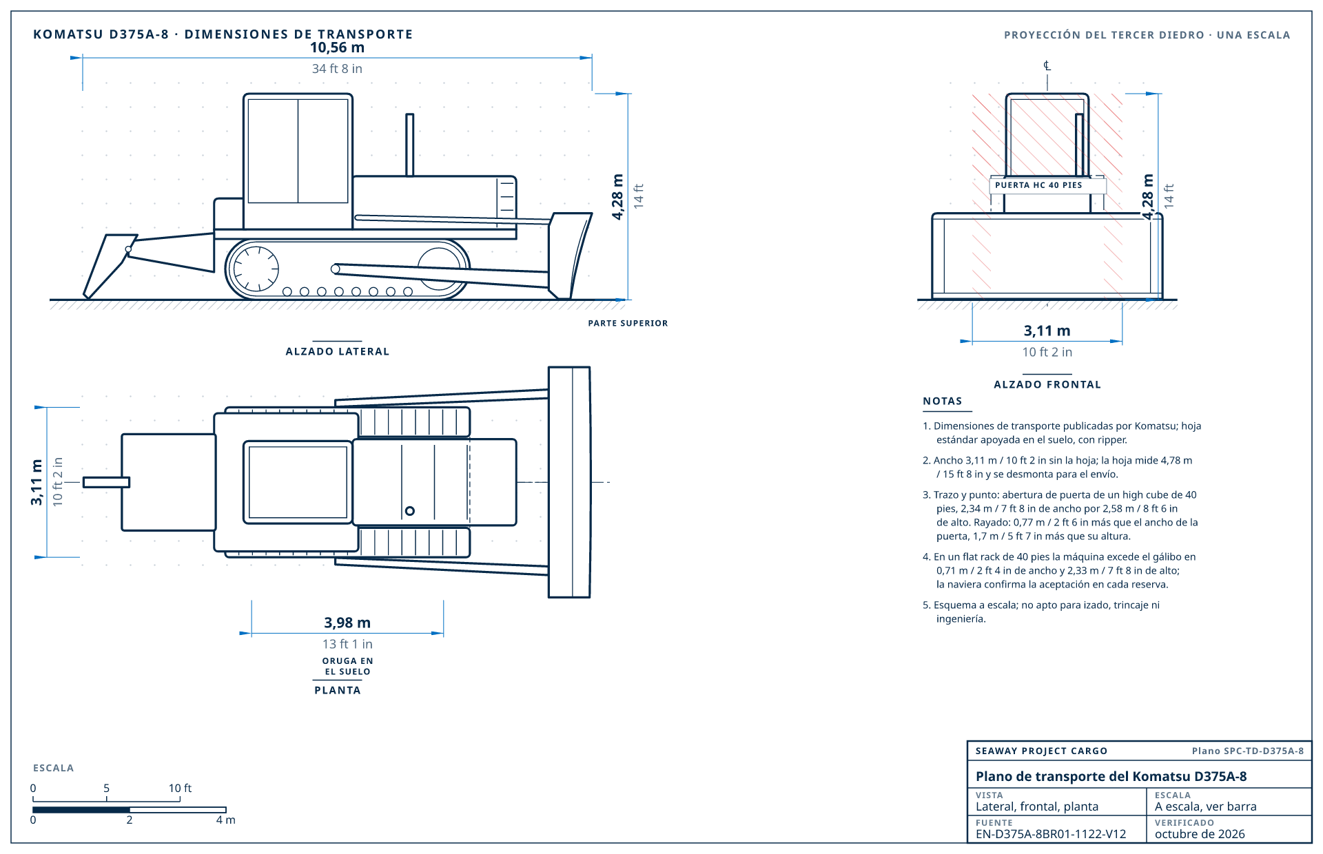 Plano de transporte del Komatsu D375A-8