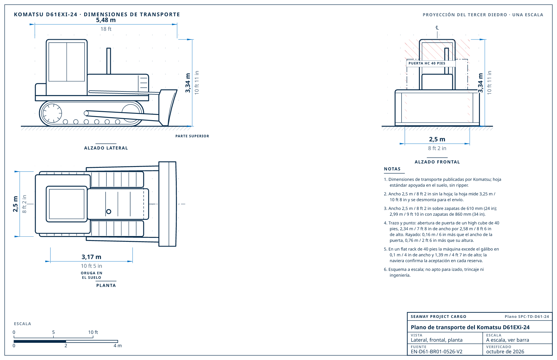 Plano de transporte del Komatsu D61EXi-24