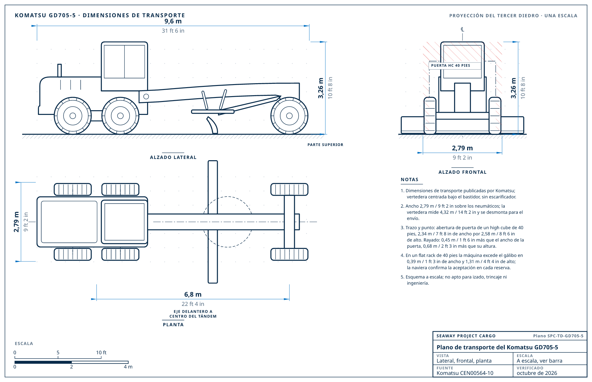 Plano de transporte del Komatsu GD705-5