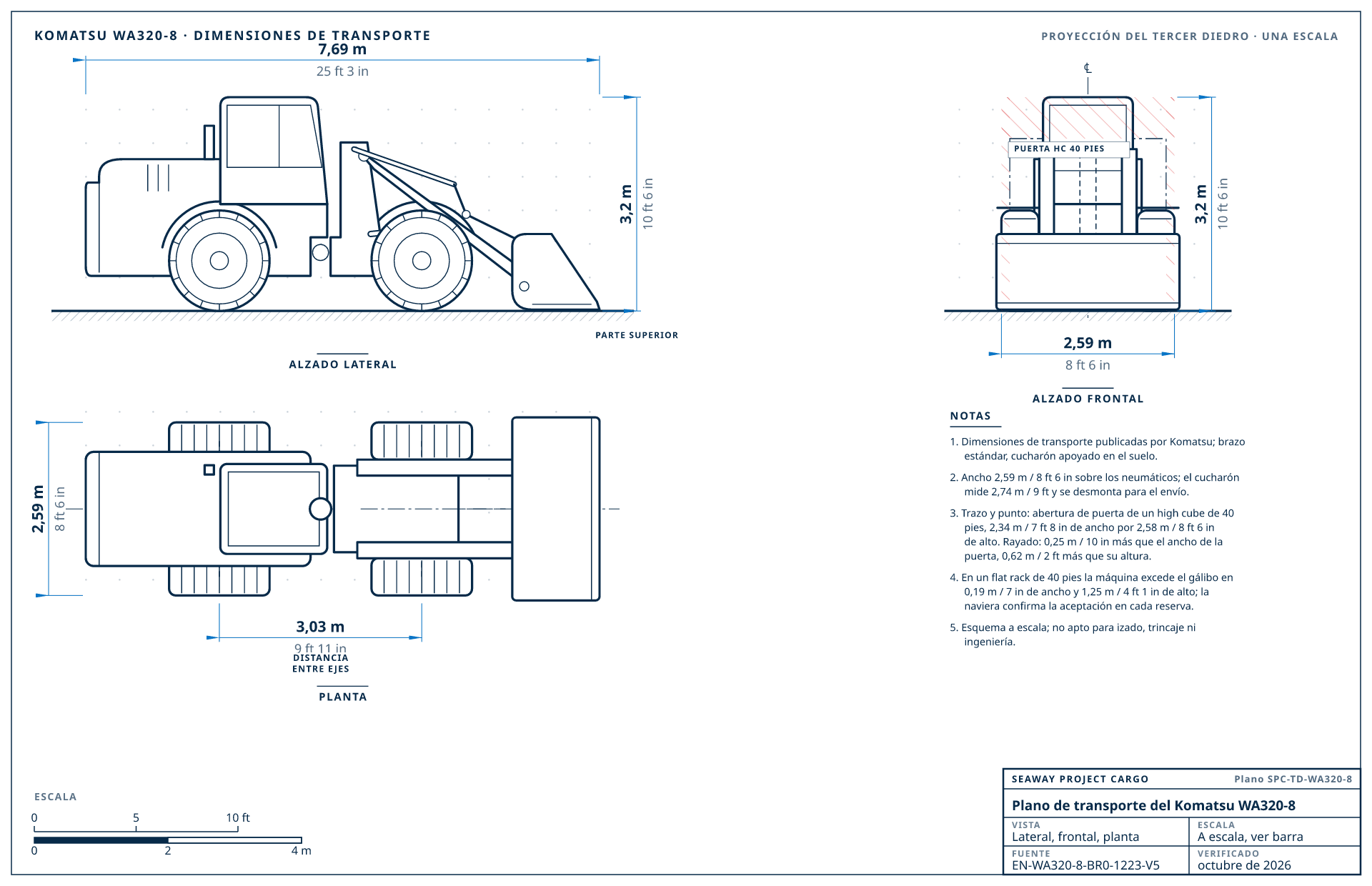 Plano de transporte del Komatsu WA320-8