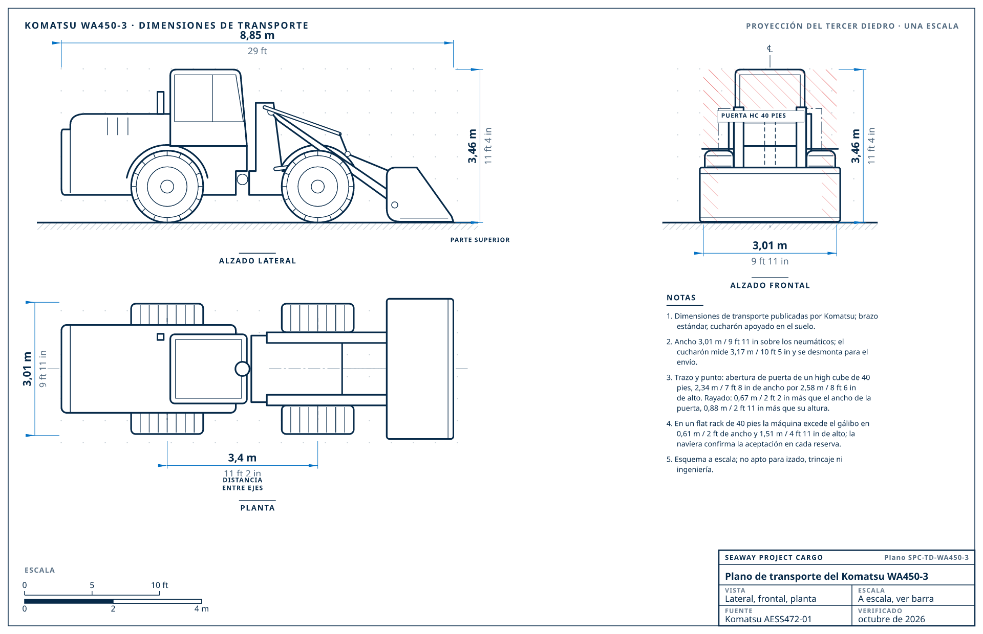 Plano de transporte del Komatsu WA450-3