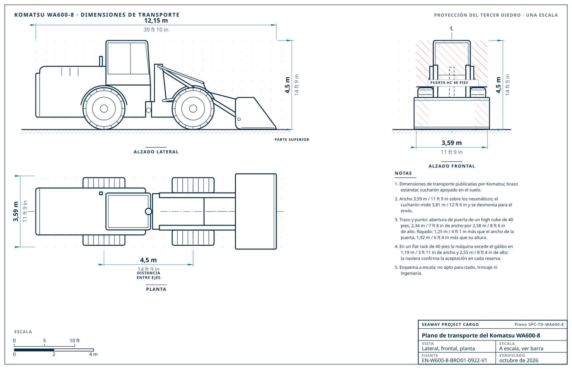 Plano de transporte del Komatsu WA600-8