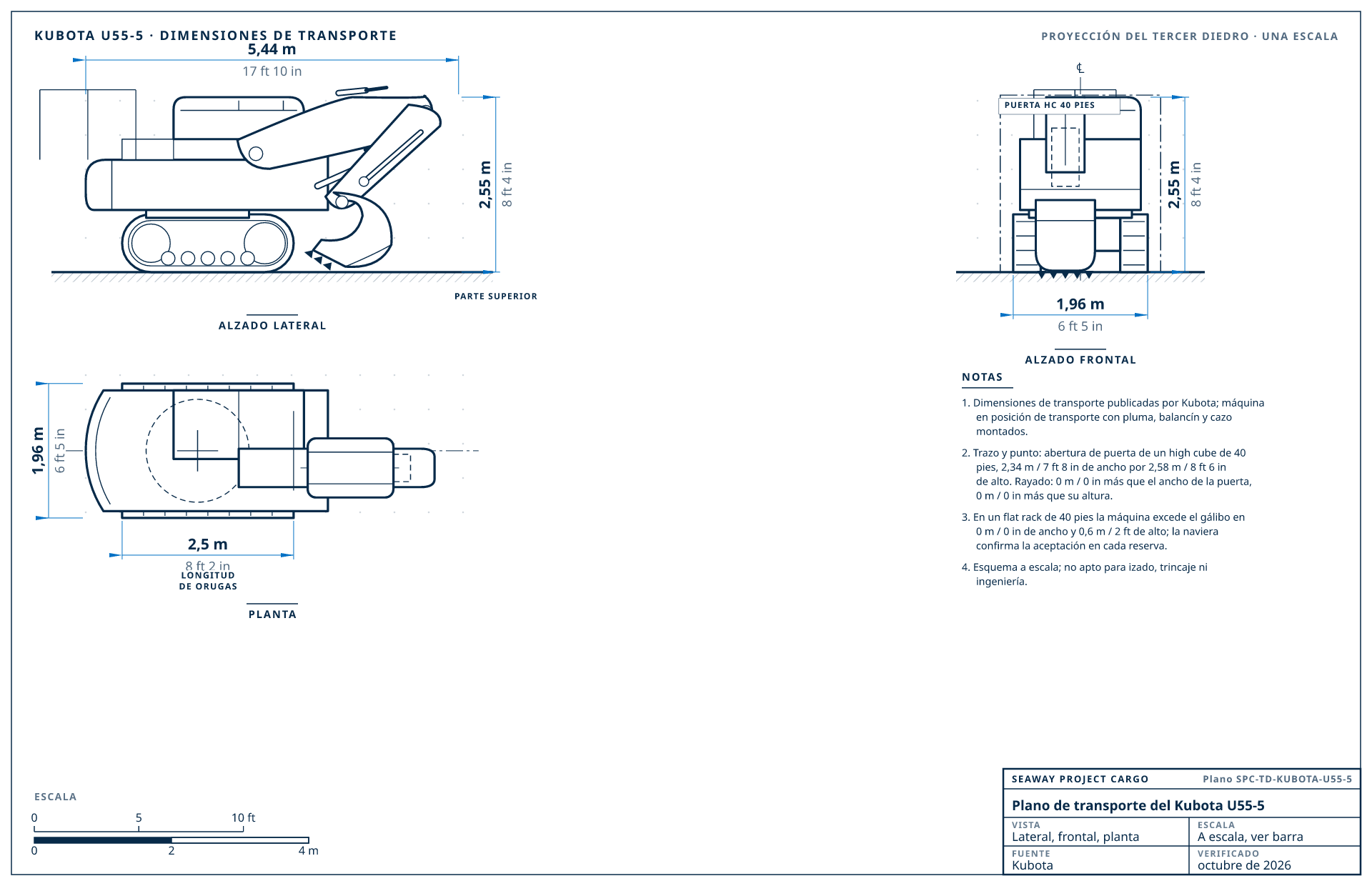Plano de transporte del Kubota U55-5