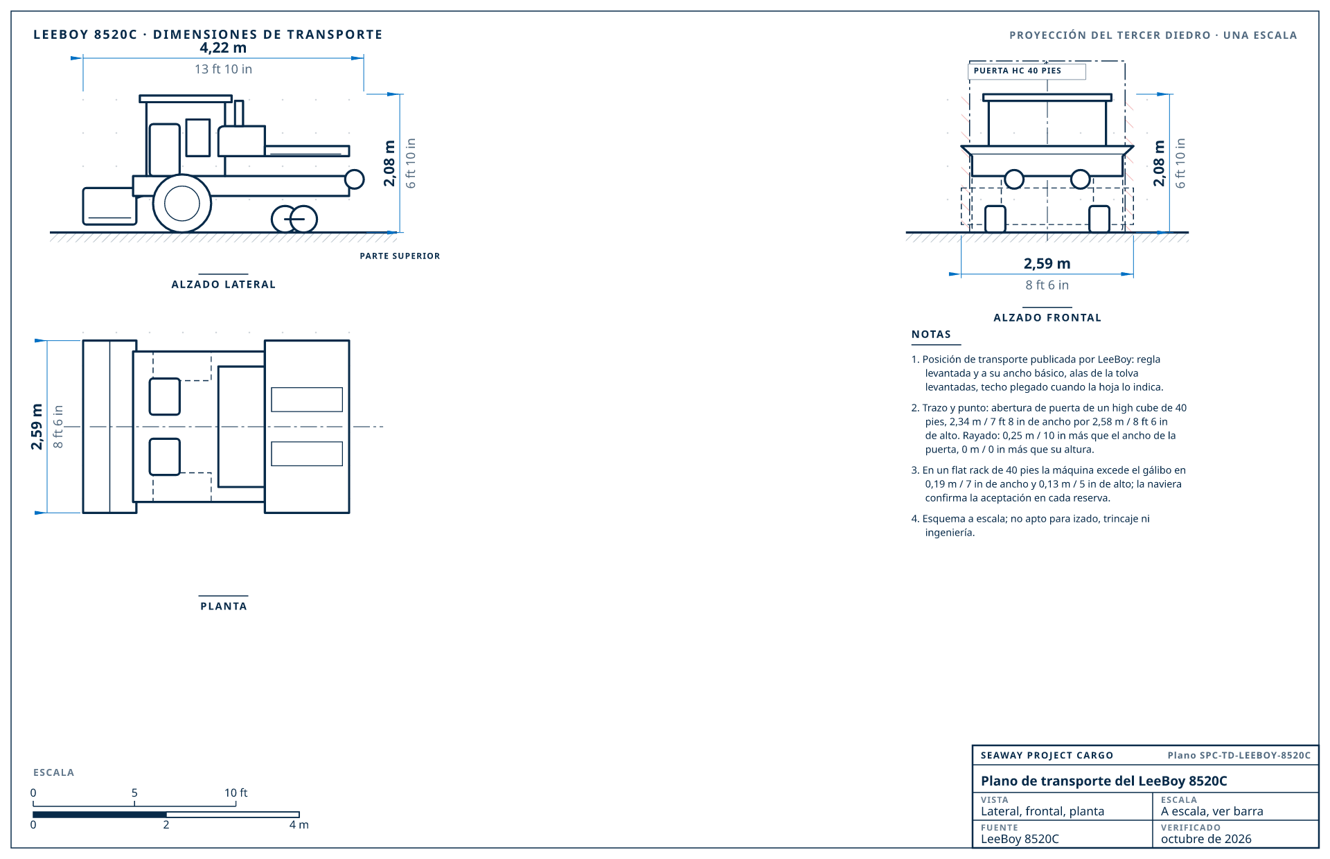 Plano de transporte del LeeBoy 8520C