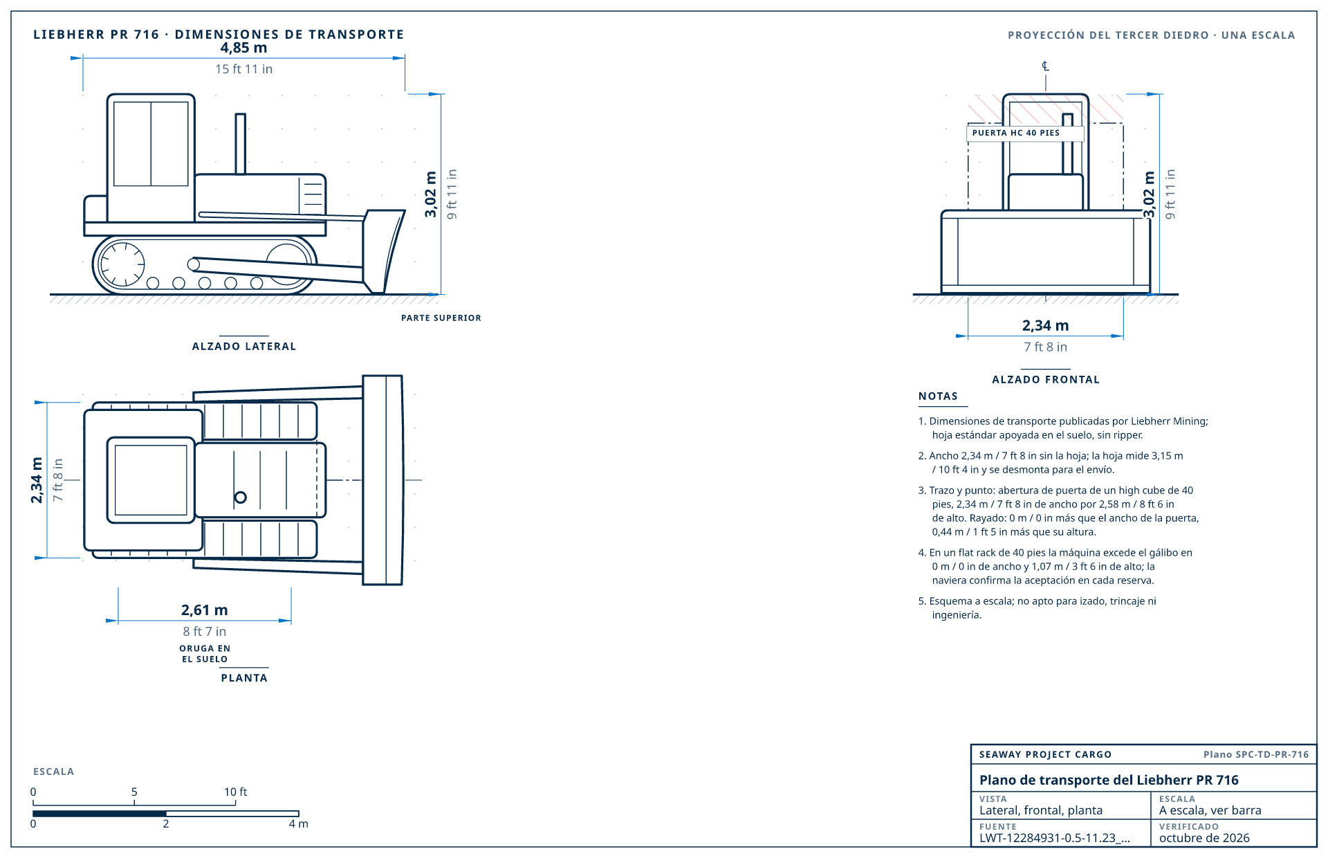 Plano de transporte del Liebherr PR 716