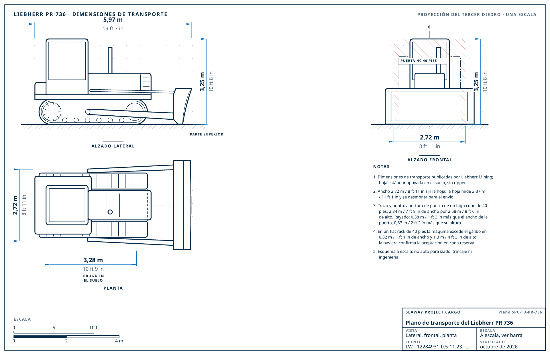 Plano de transporte del Liebherr PR 736